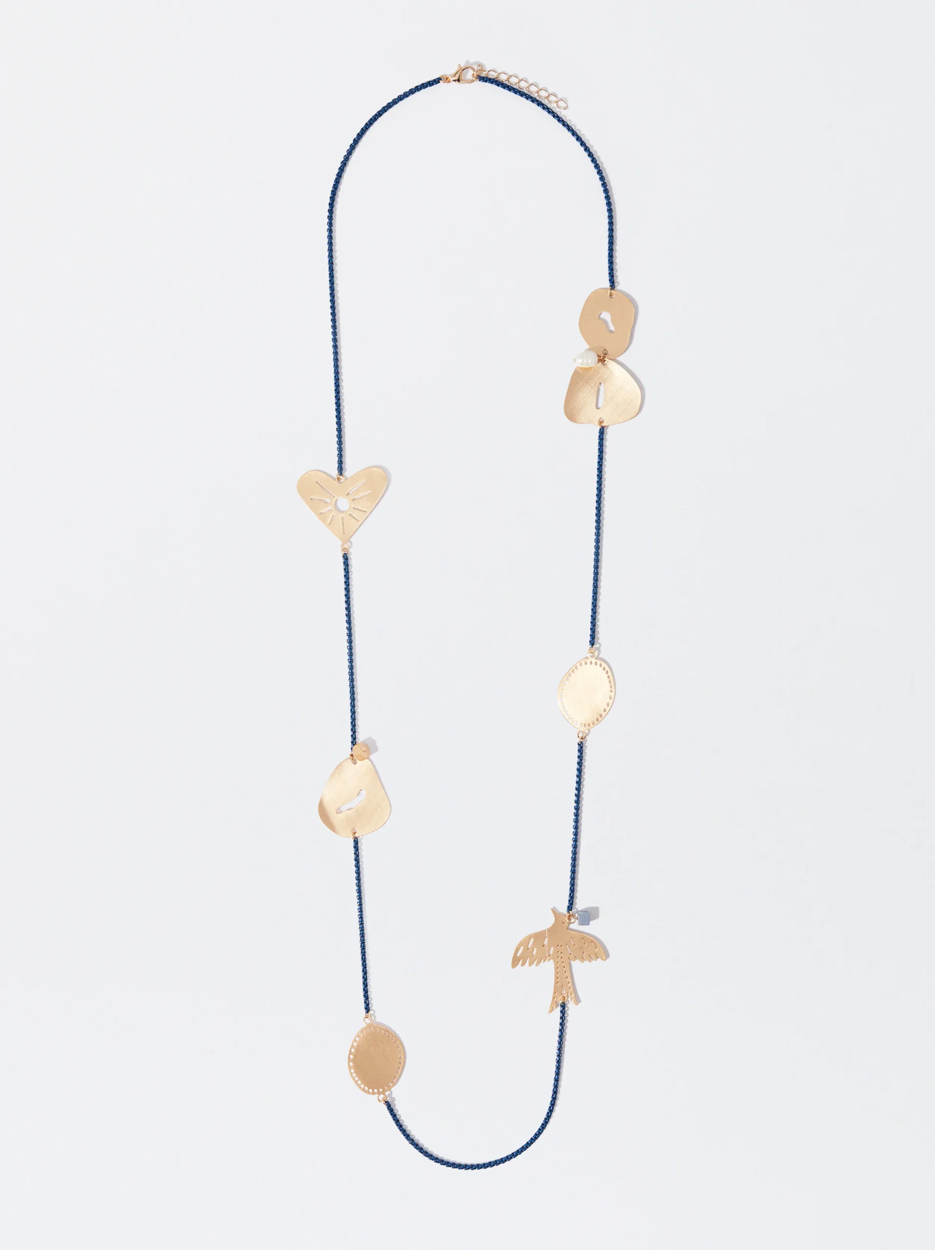 PARFOIS Collar Dorado Con Formas Azul Shop