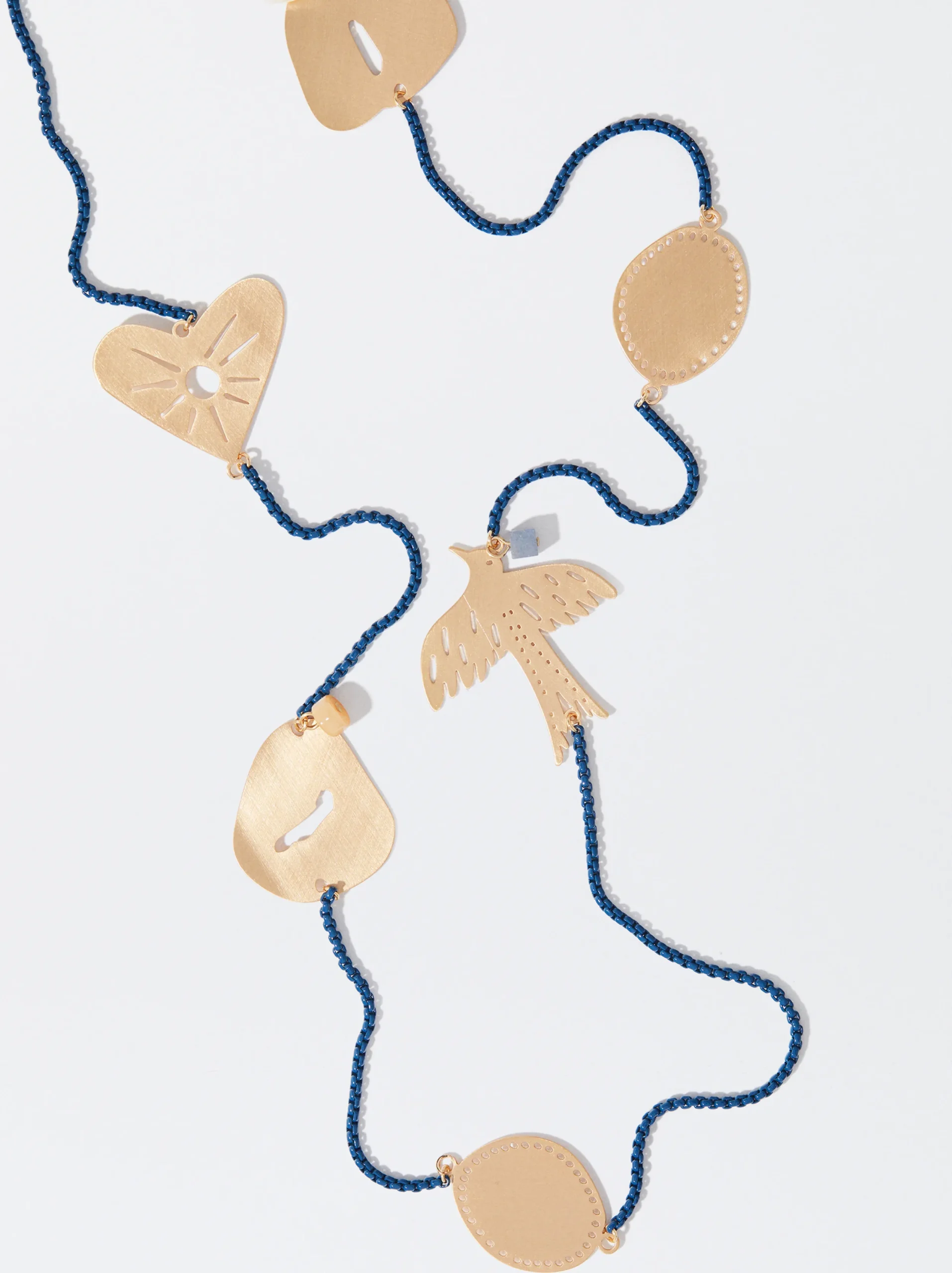 PARFOIS Collar Dorado Con Formas Azul Shop