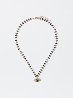 PARFOIS Collar Dorado Con Medalla Y Piedras Negro Store
