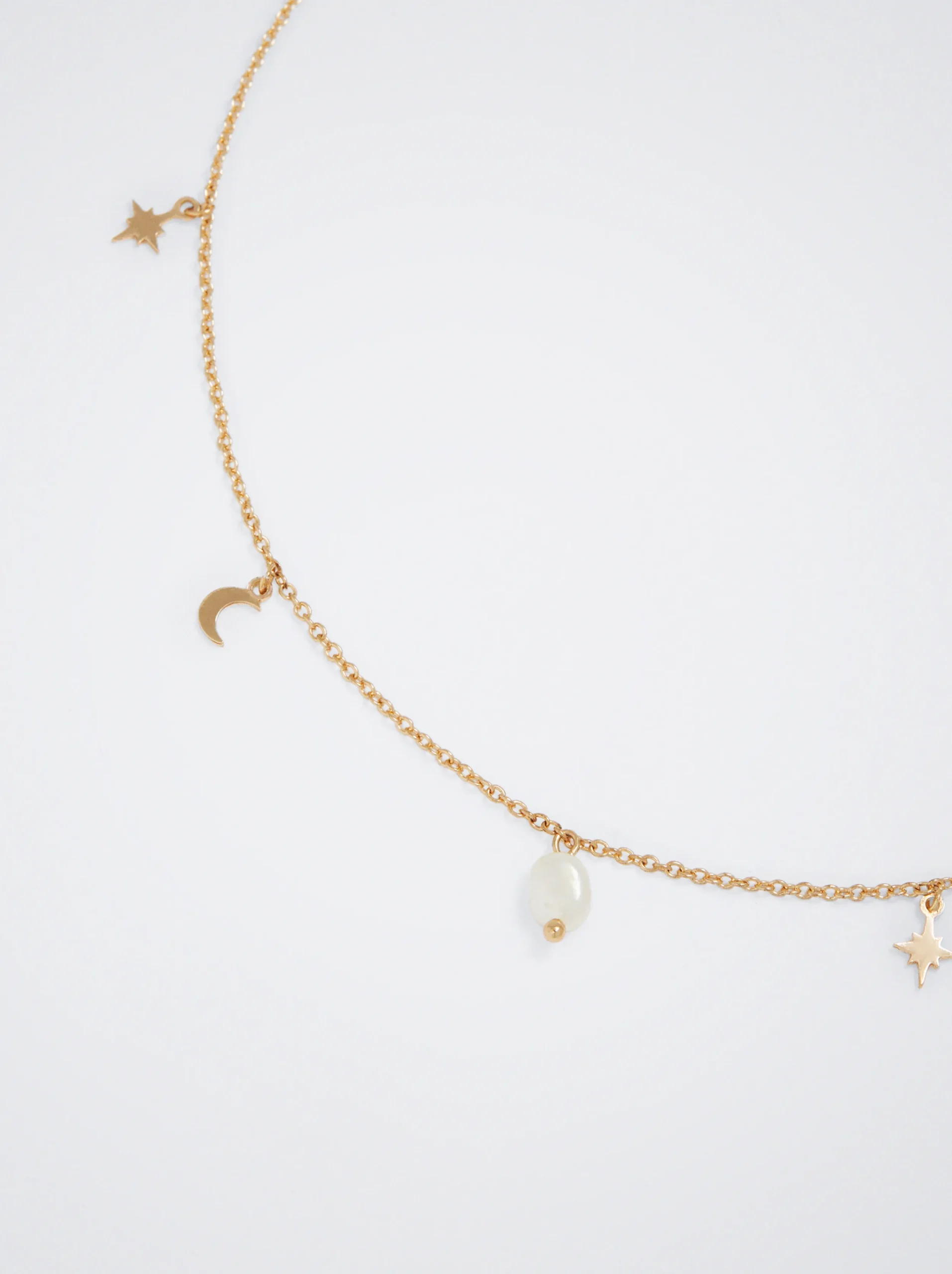 PARFOIS Collar Con Perla Y Medialuna Dorado Discount