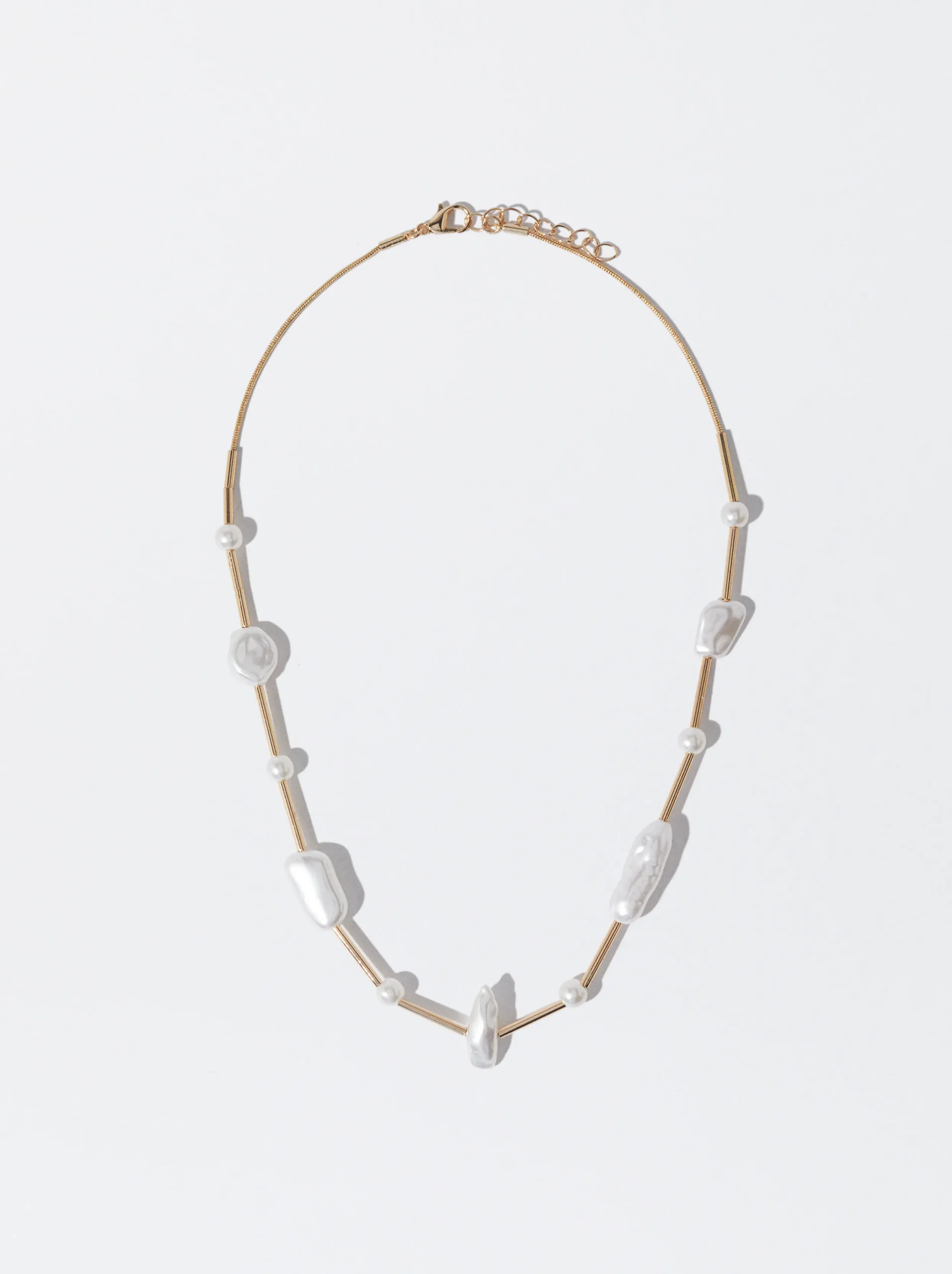 PARFOIS Collar Con Perlas Dorado New