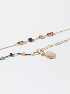 PARFOIS Collar Dorado Con Piedras Multicor Outlet