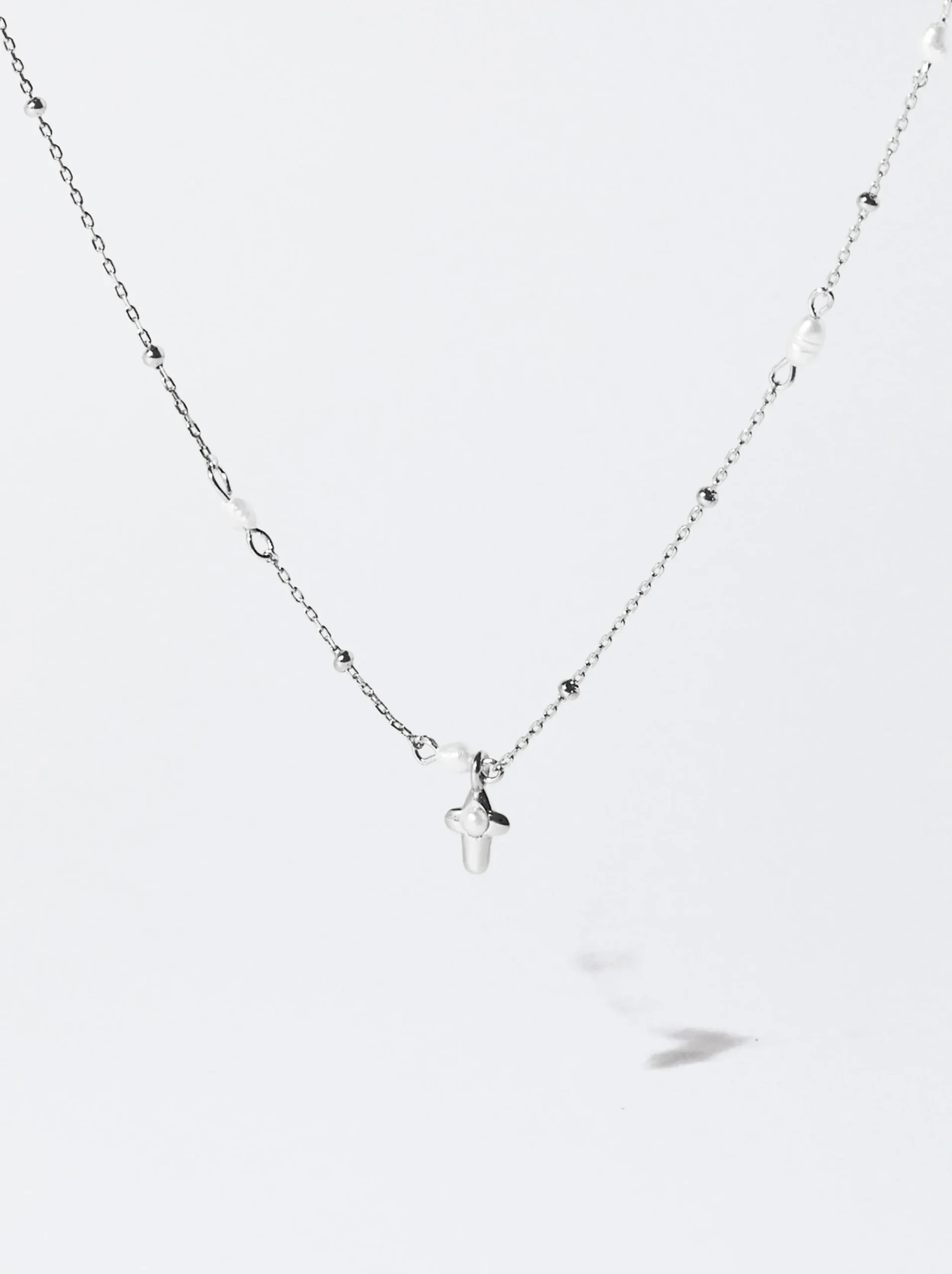 PARFOIS Collar Plata 925 Con Perlas De Agua Dulce Blanco New
