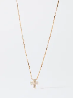 PARFOIS Collar Plateado Con Cruz Y Circonitas Dorado Flash Sale