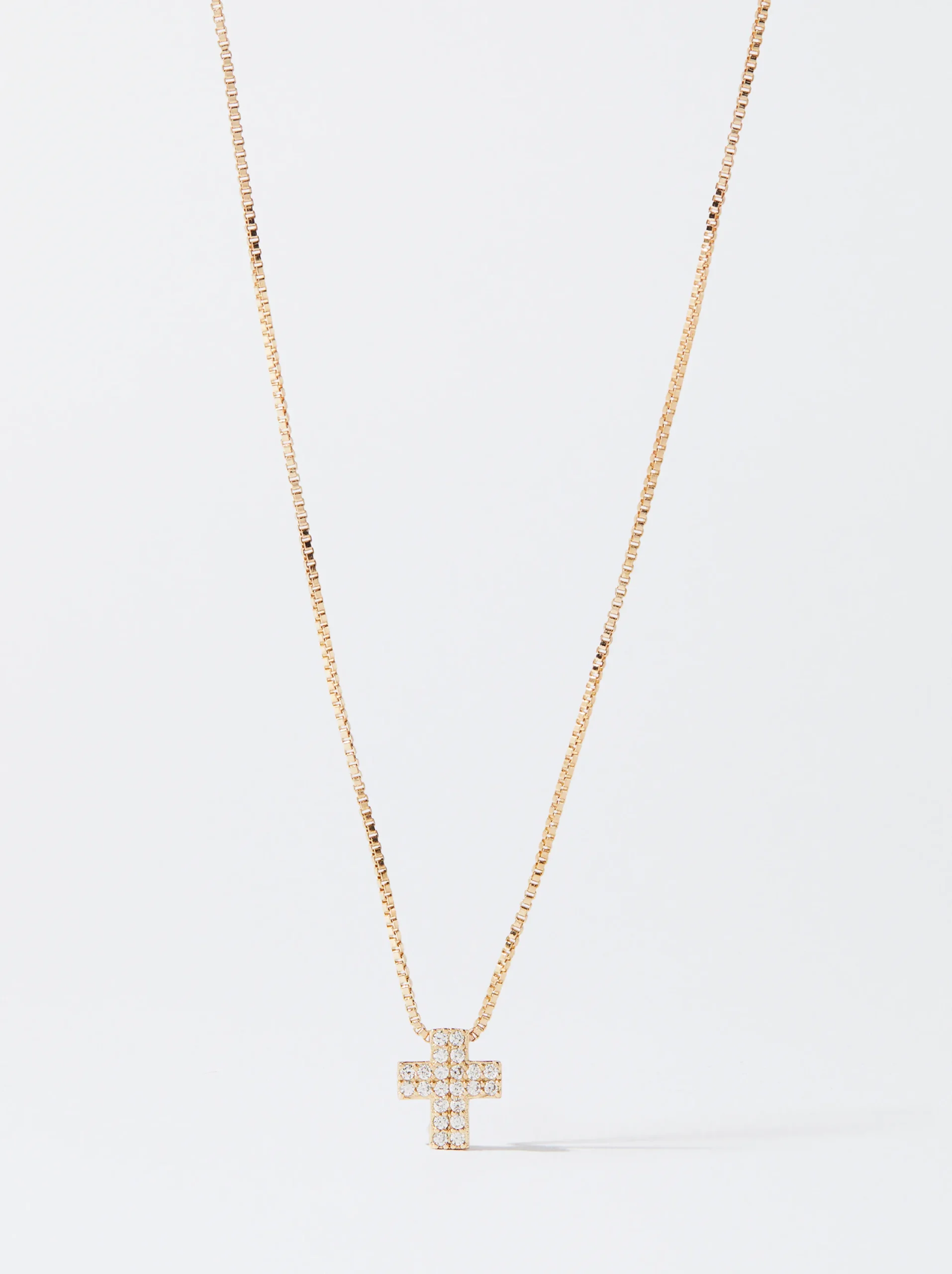 PARFOIS Collar Plateado Con Cruz Y Circonitas Dorado Flash Sale