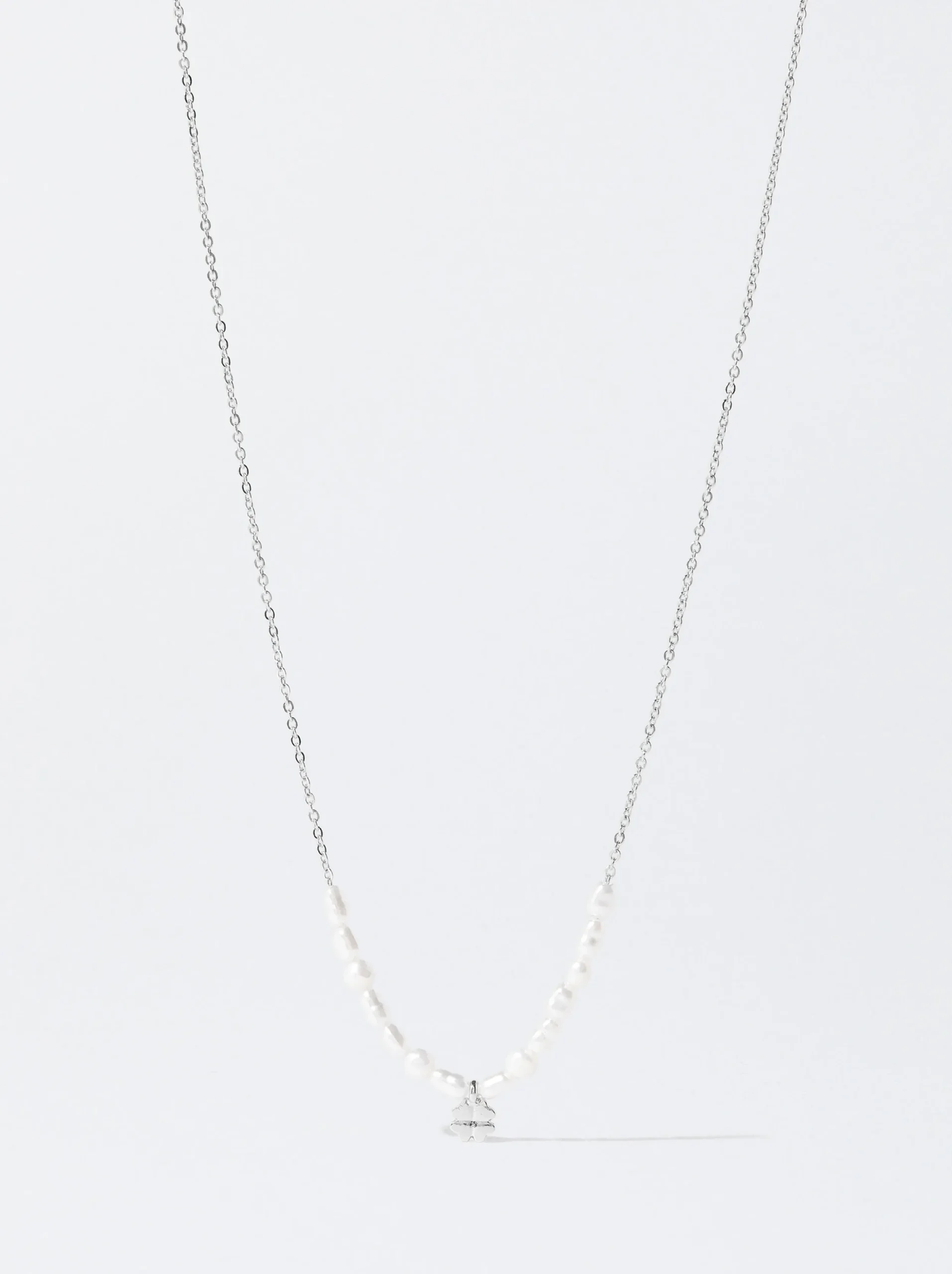 PARFOIS Collar Con Perla De Agua Dulce Plateado Online