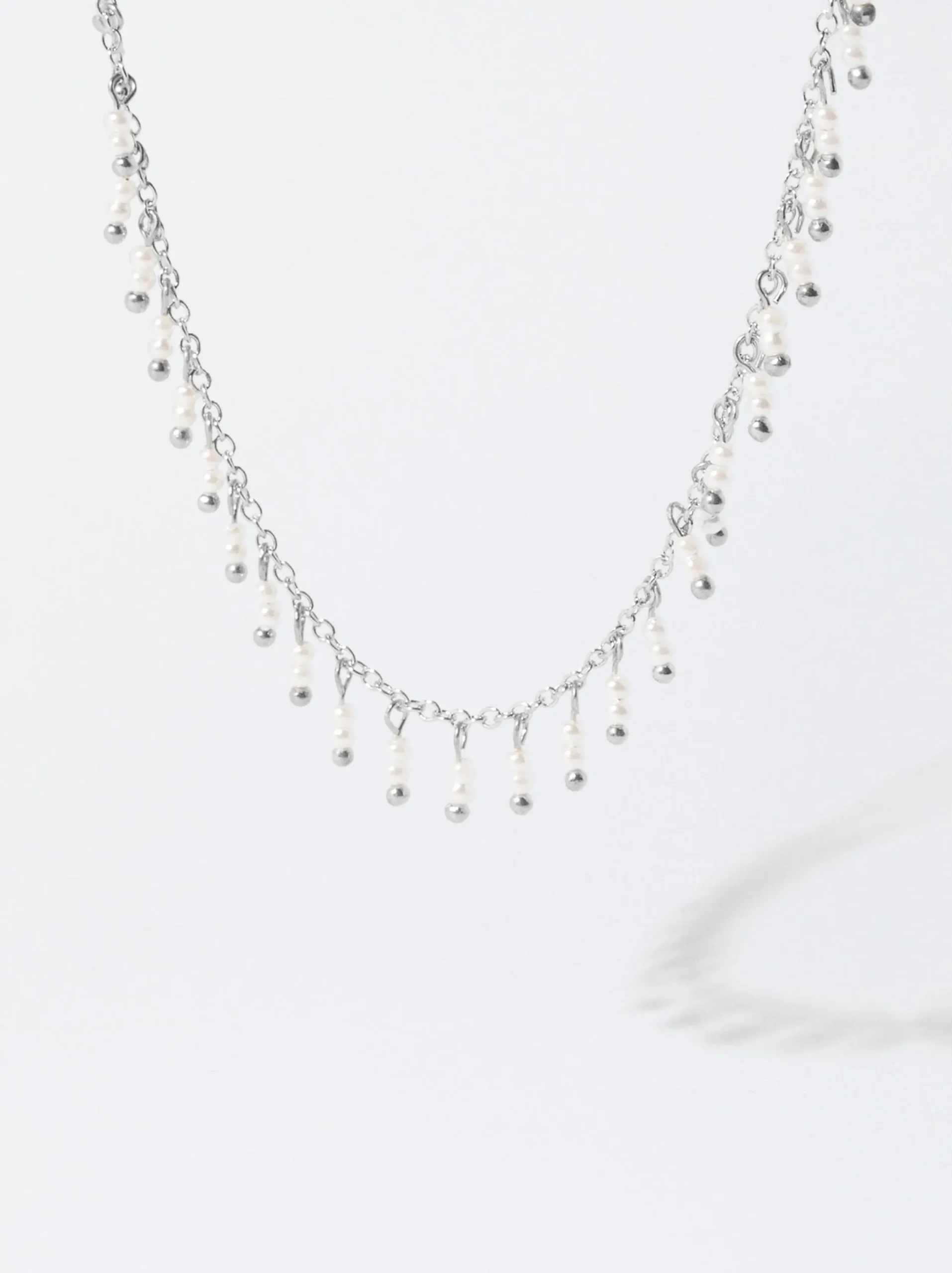 PARFOIS Collar Con Perlas Plateado Hot
