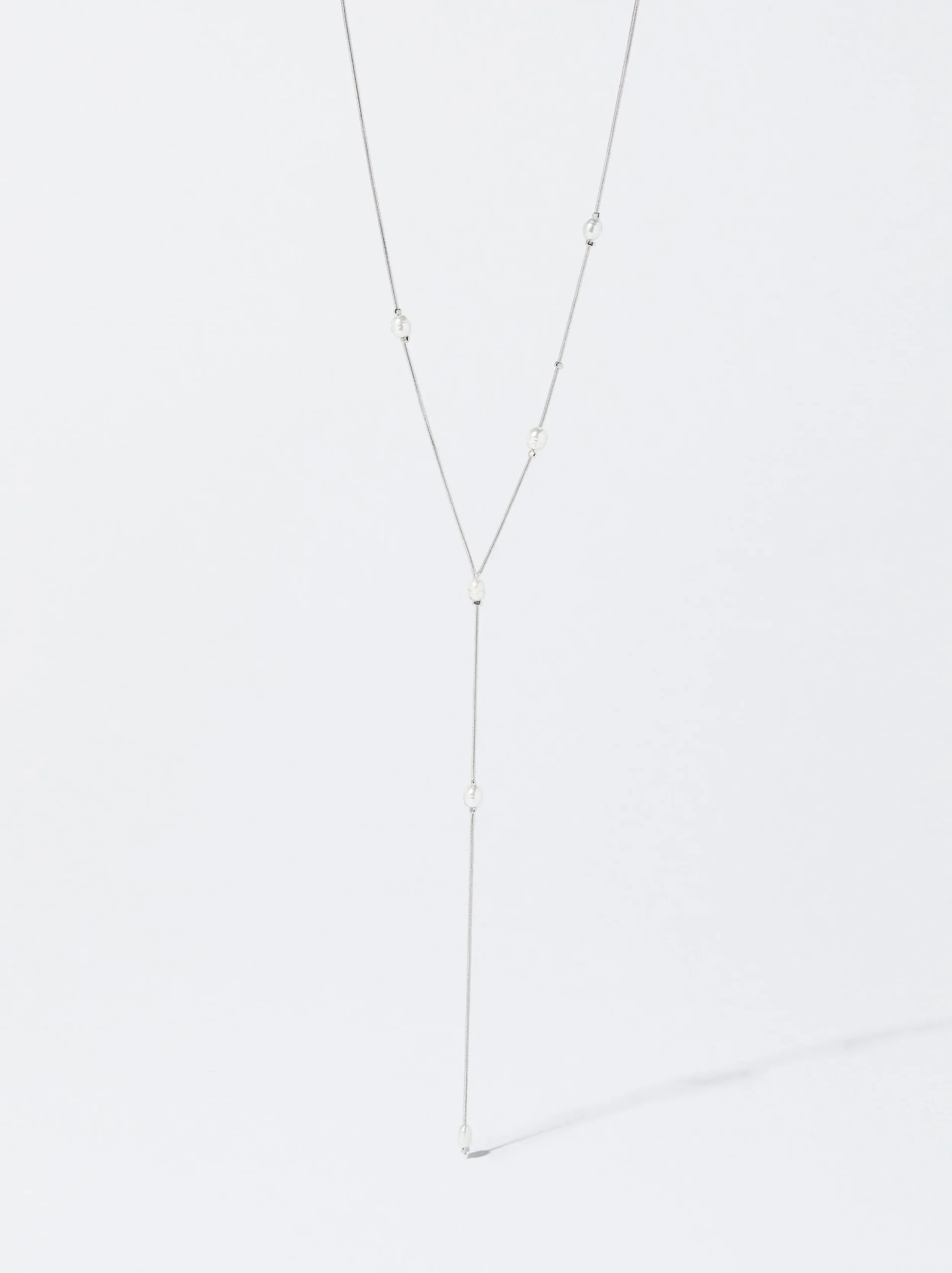 PARFOIS Collar Con Perla De Agua Dulce Plateado Cheap