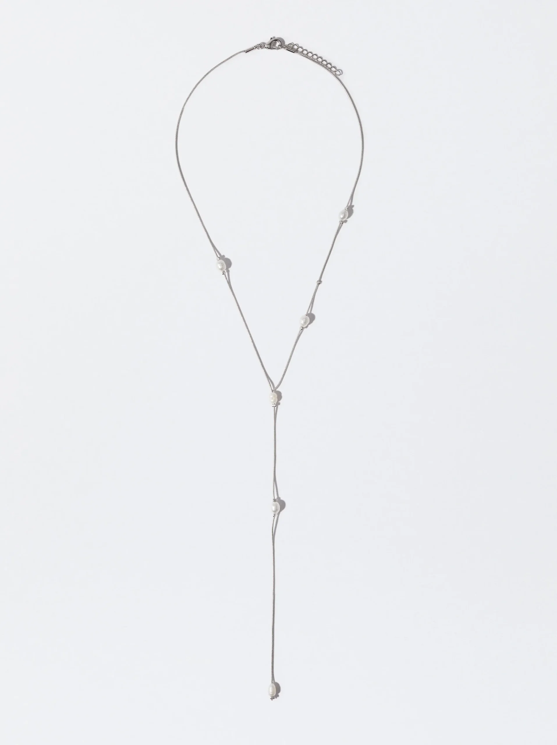 PARFOIS Collar Con Perla De Agua Dulce Plateado Cheap