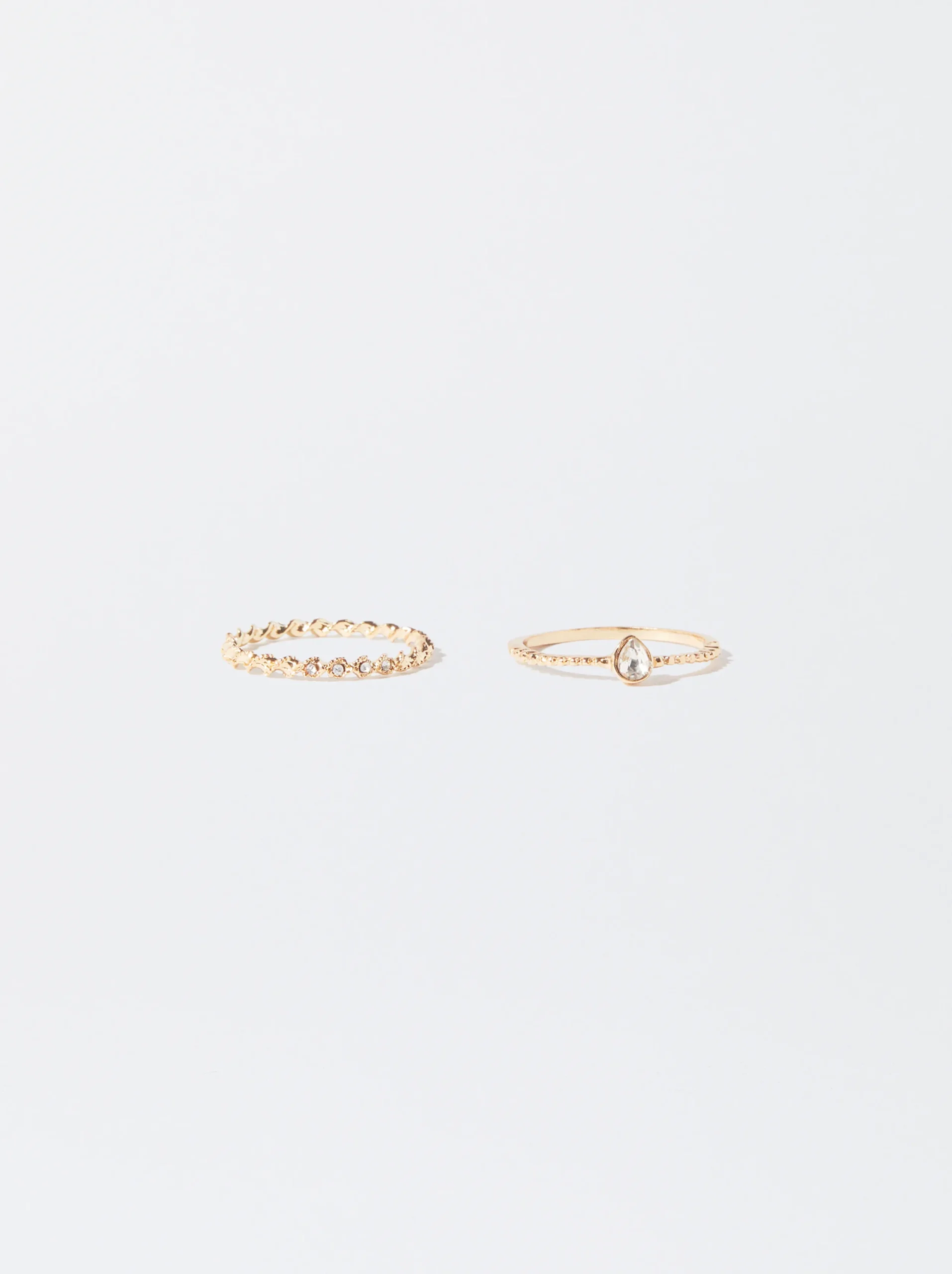 PARFOIS Conjunto De Anillos Con Cristal Dorado Hot