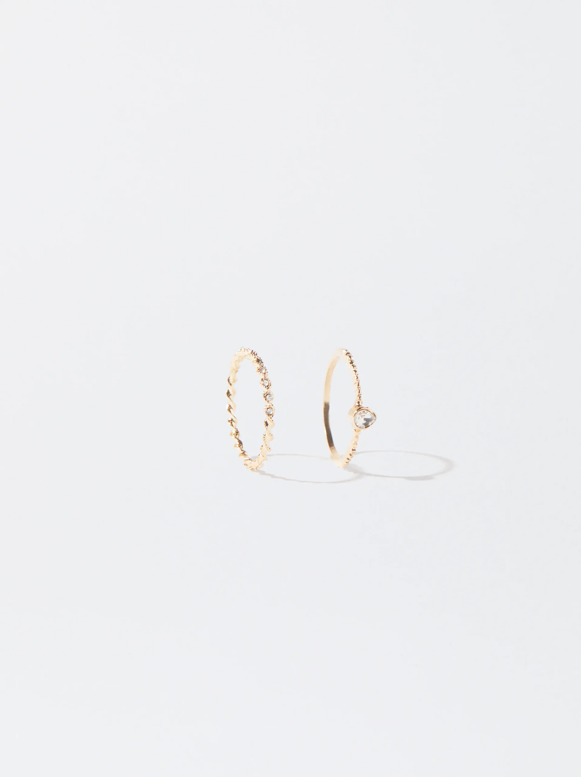 PARFOIS Conjunto De Anillos Con Cristal Dorado Hot