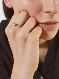 PARFOIS Conjunto De Anillos Con Cristal Plateado Flash Sale