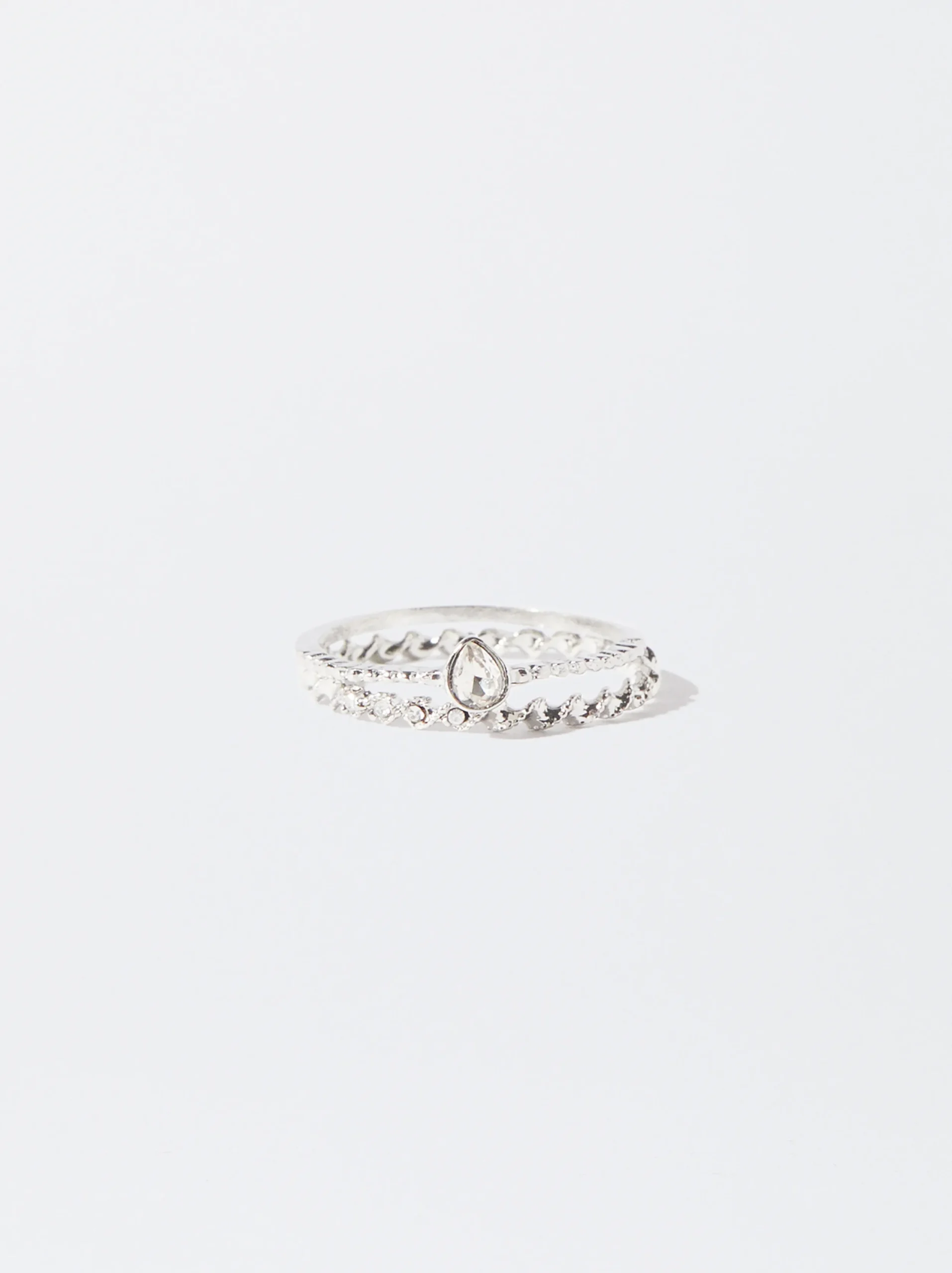 PARFOIS Conjunto De Anillos Con Cristal Plateado Flash Sale