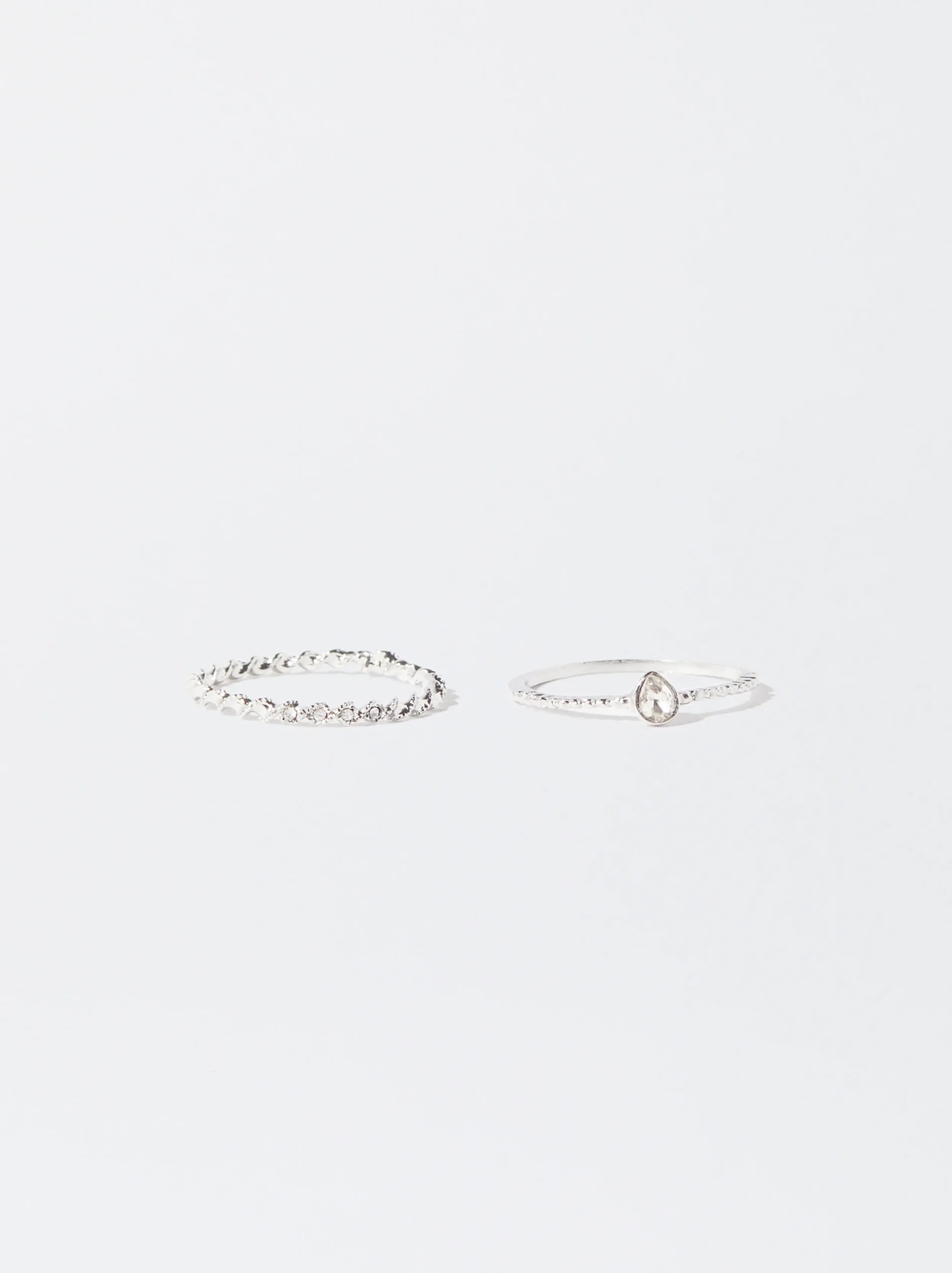 PARFOIS Conjunto De Anillos Con Cristal Plateado Flash Sale