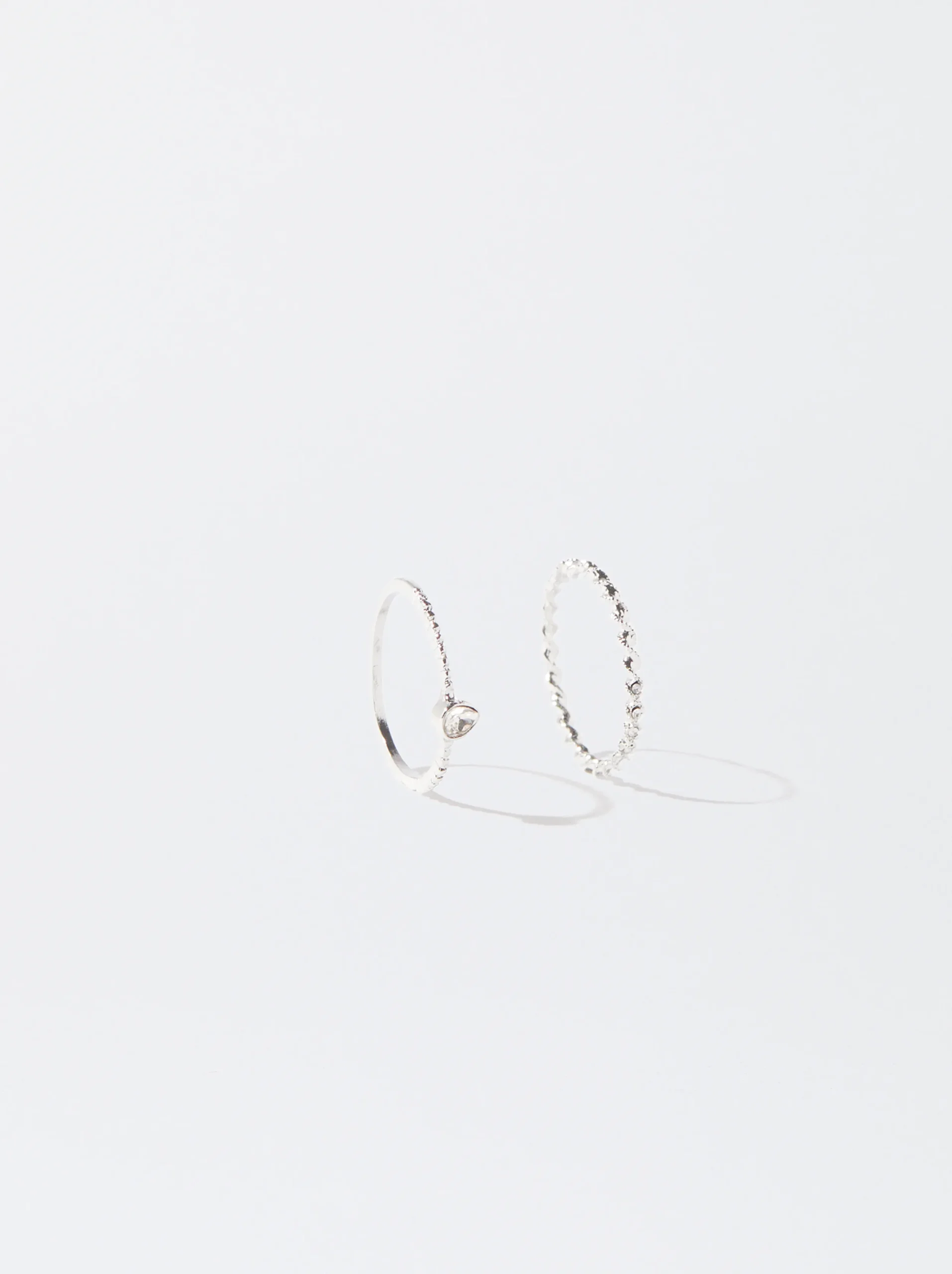 PARFOIS Conjunto De Anillos Con Cristal Plateado Flash Sale