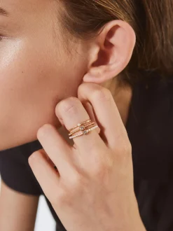 PARFOIS Conjunto De Anillos Con Perlas Dorado Best