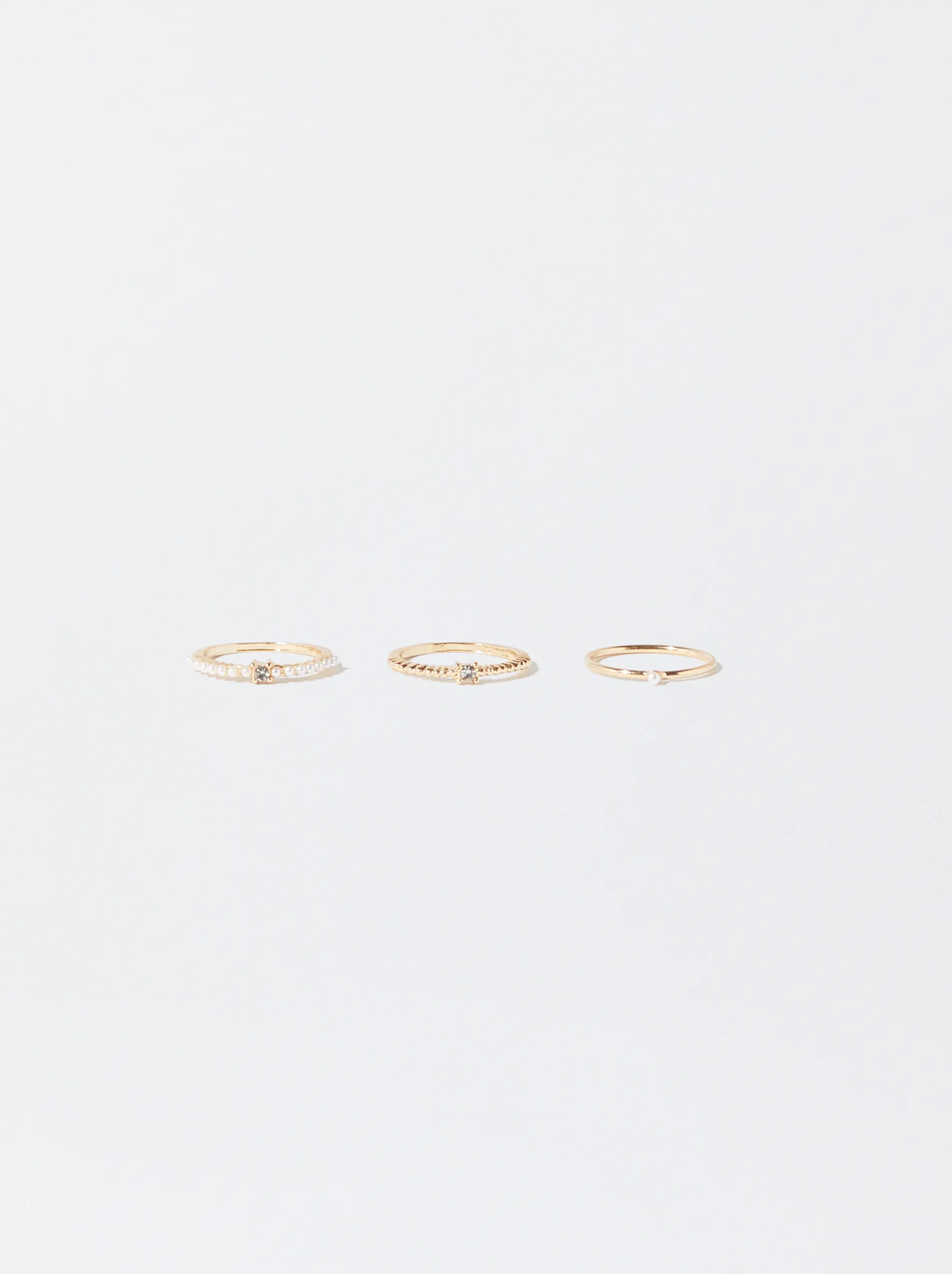 PARFOIS Conjunto De Anillos Con Perlas Dorado Best