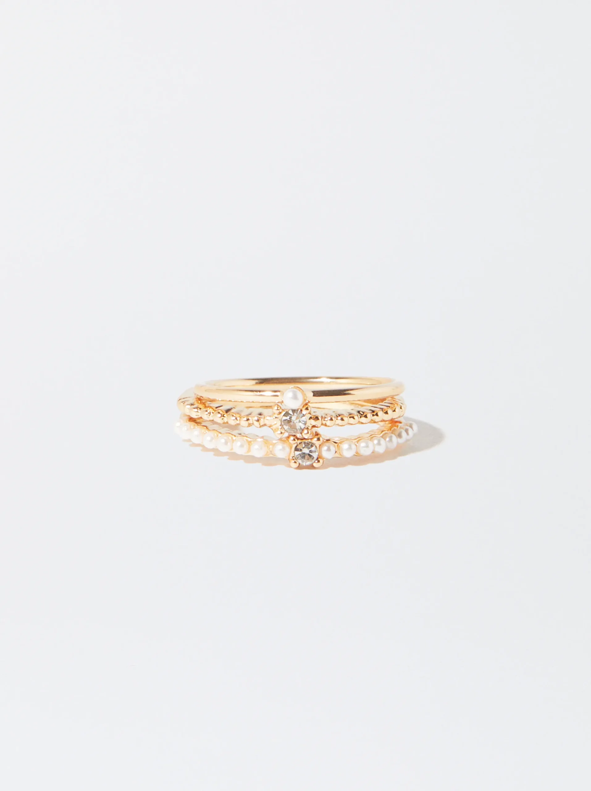 PARFOIS Conjunto De Anillos Con Perlas Dorado Best