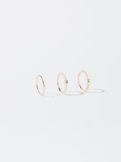 PARFOIS Conjunto De Anillos Con Perlas Dorado Best