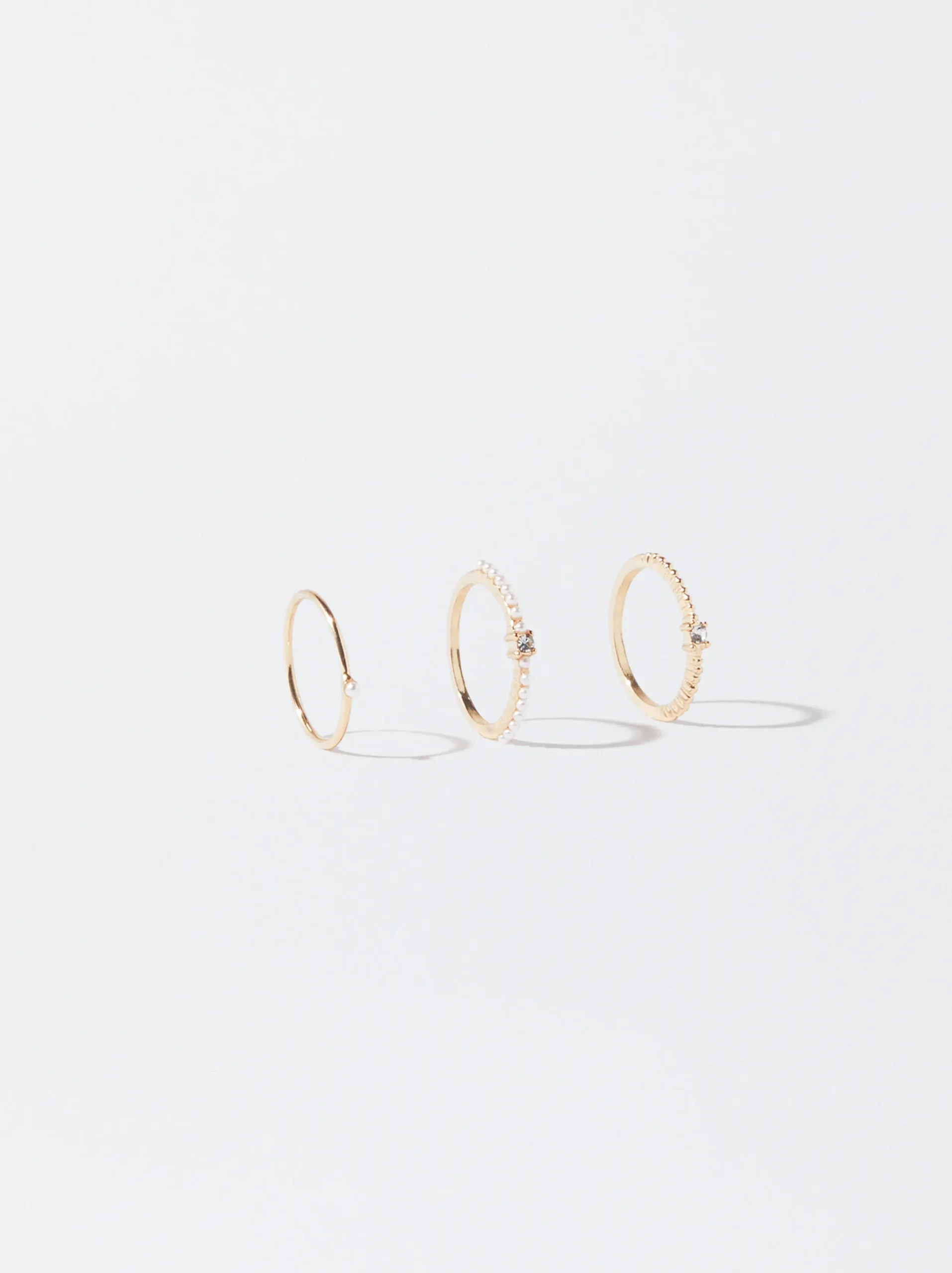 PARFOIS Conjunto De Anillos Con Perlas Dorado Best