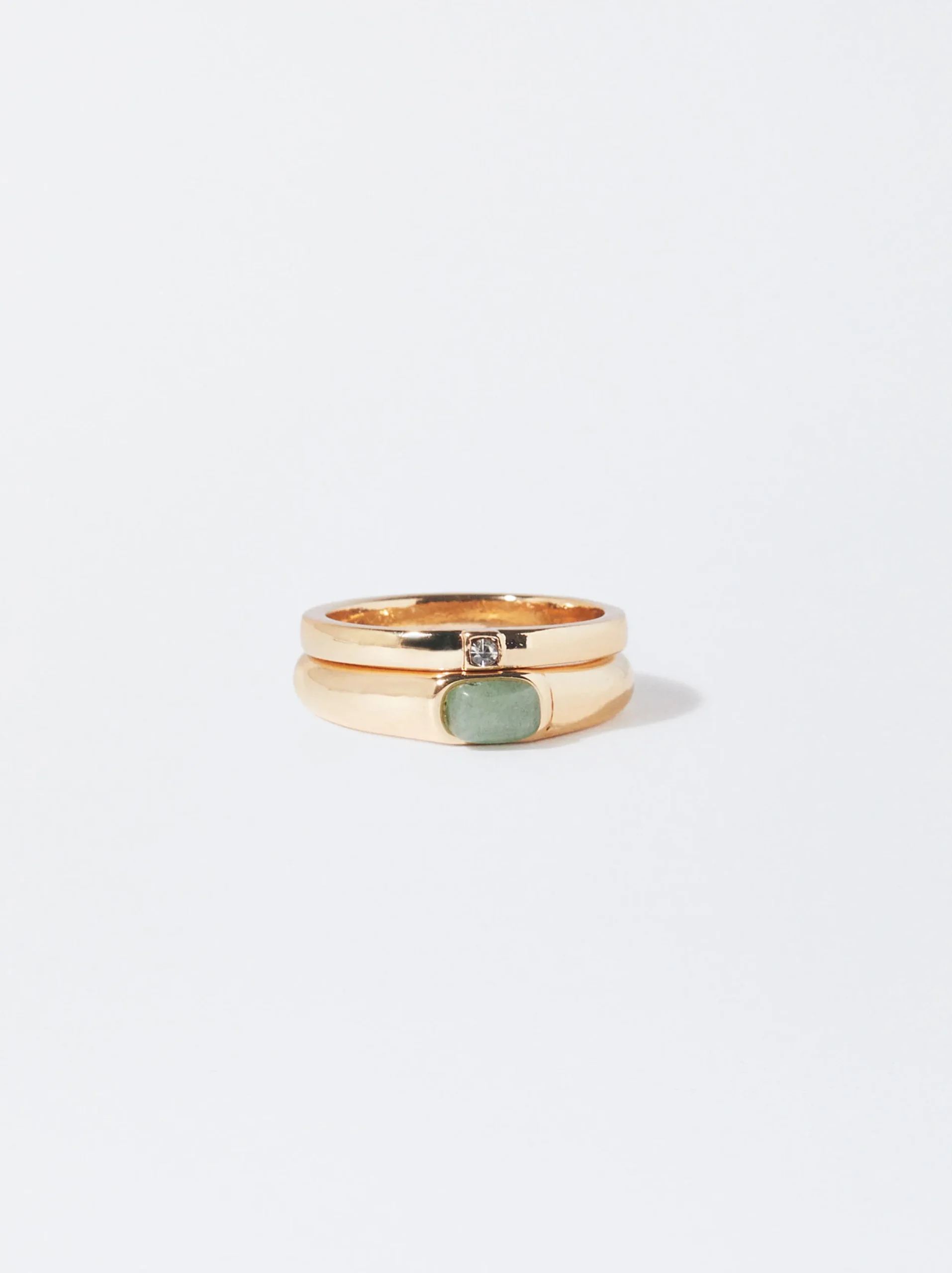 PARFOIS Conjunto De Anillos Con Piedra Verde New