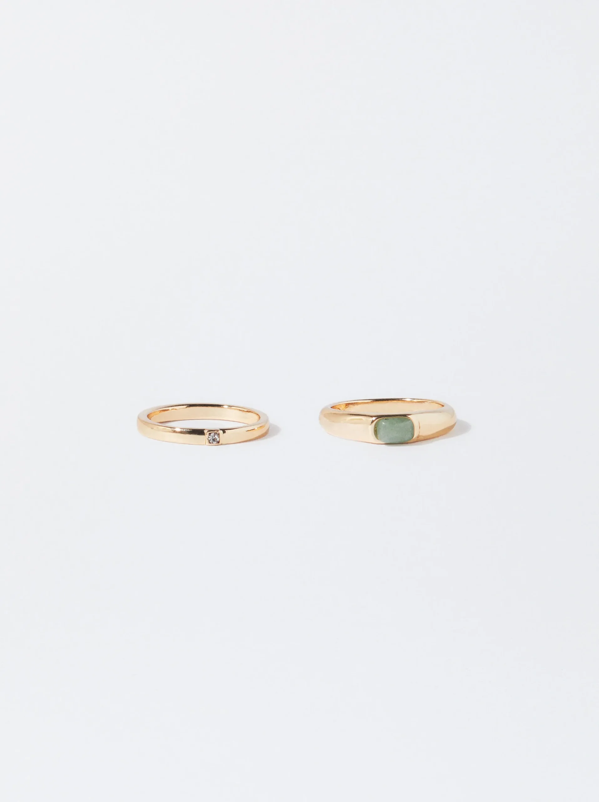 PARFOIS Conjunto De Anillos Con Piedra Verde New