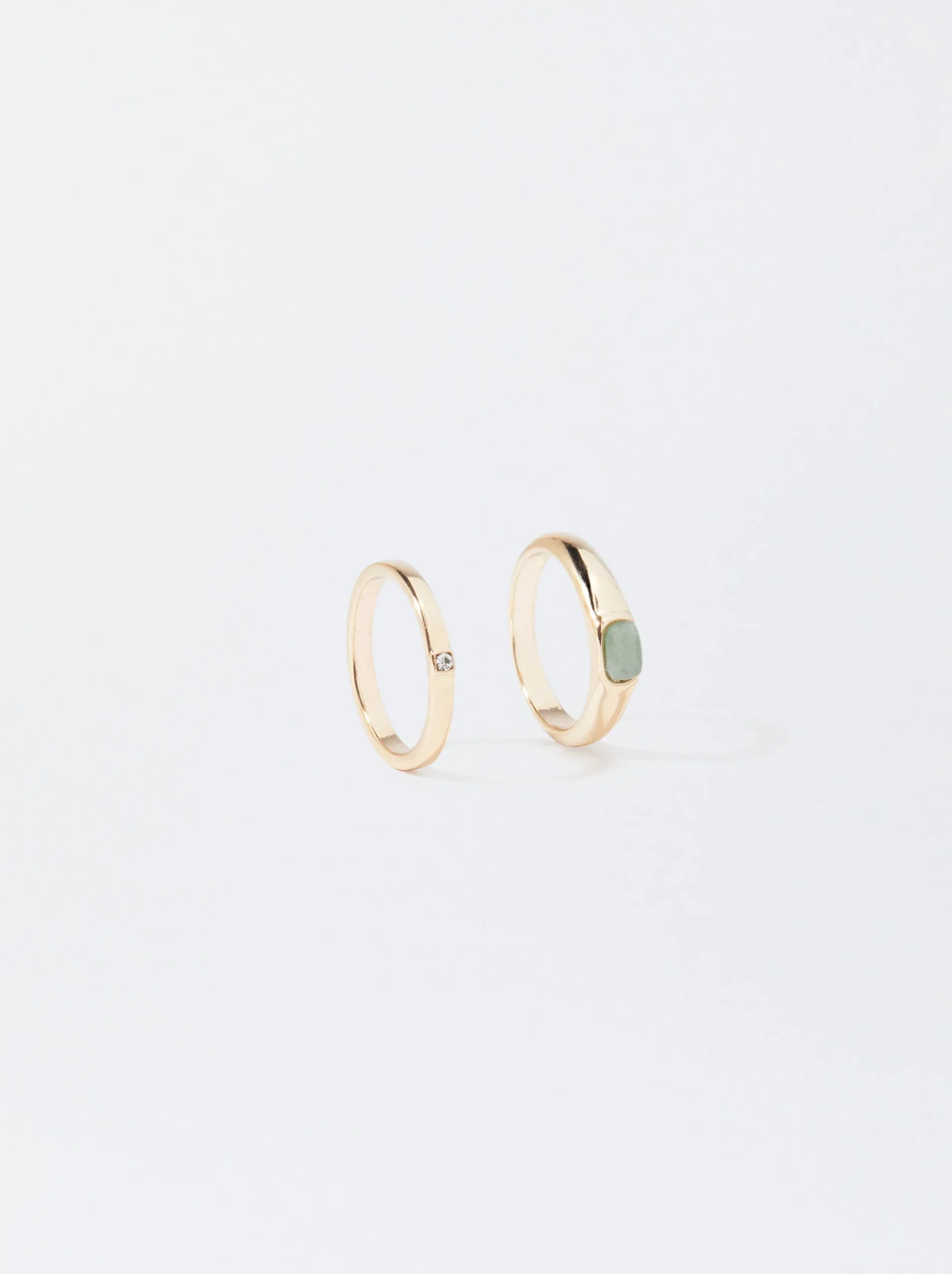 PARFOIS Conjunto De Anillos Con Piedra Verde New