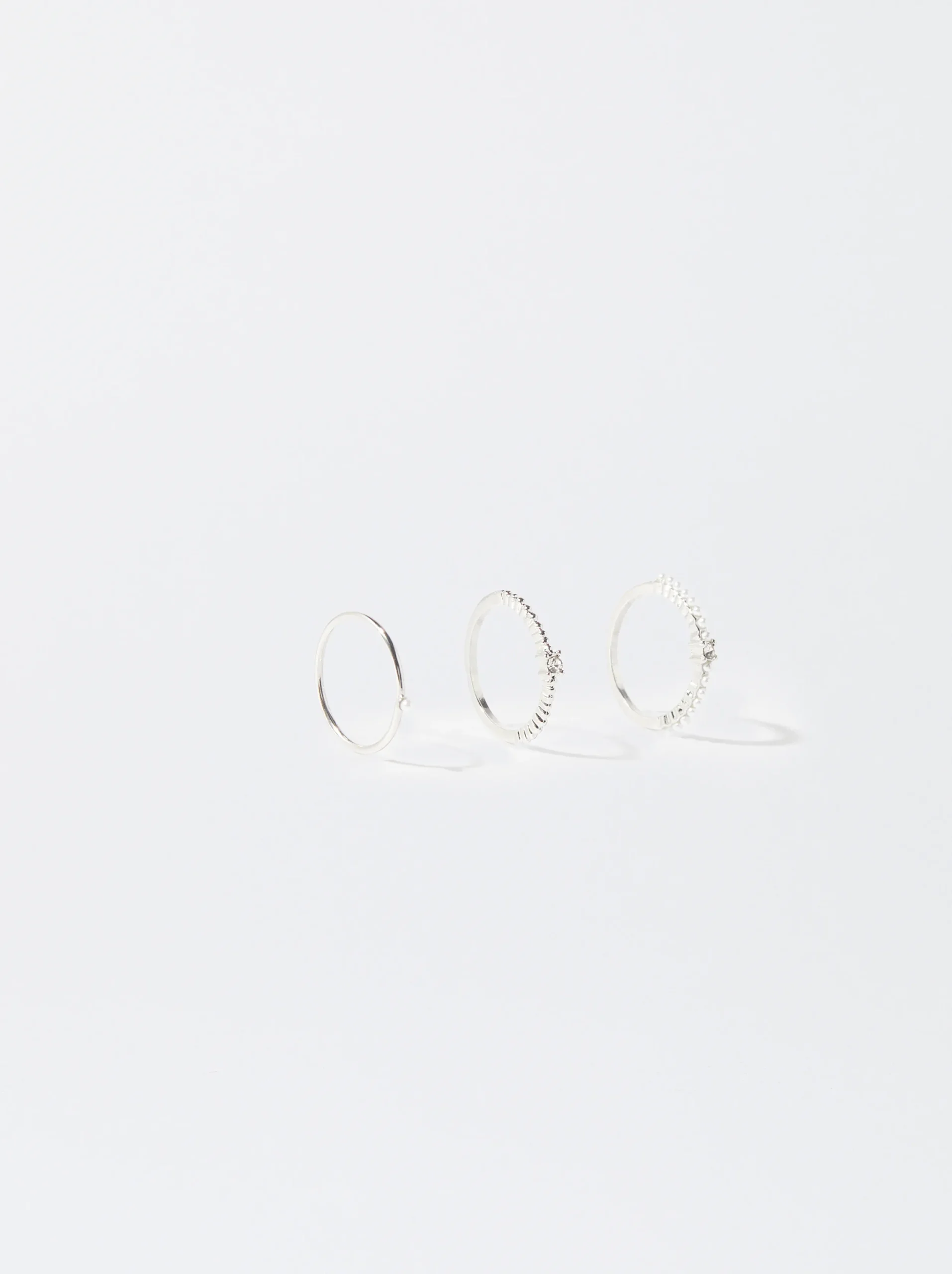 PARFOIS Conjunto De Anillos Con Perlas Plateado New