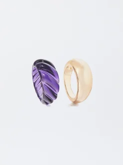 PARFOIS Conjunto De Anillos Con Resina Dorado Flash Sale