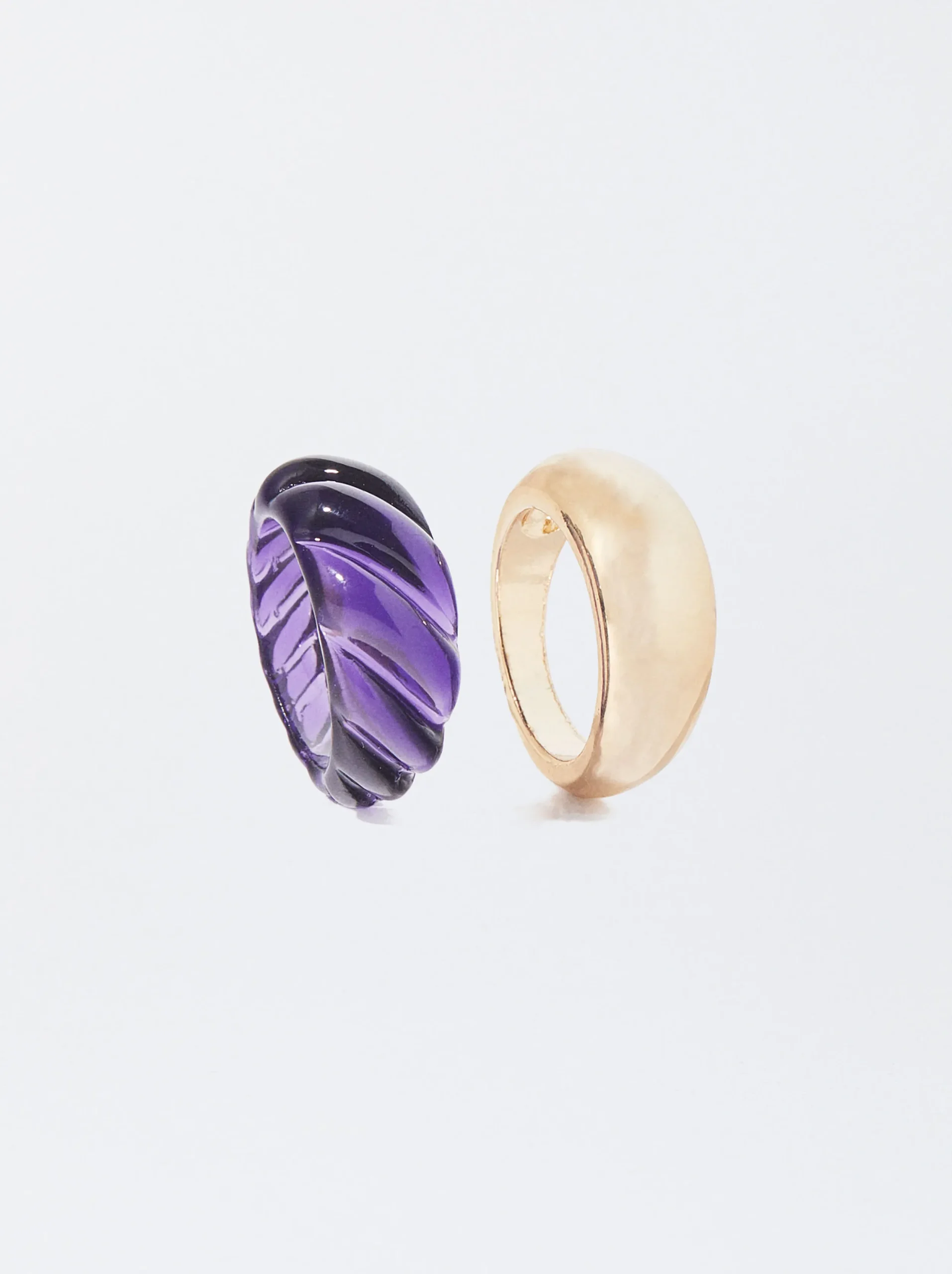 PARFOIS Conjunto De Anillos Con Resina Dorado Flash Sale
