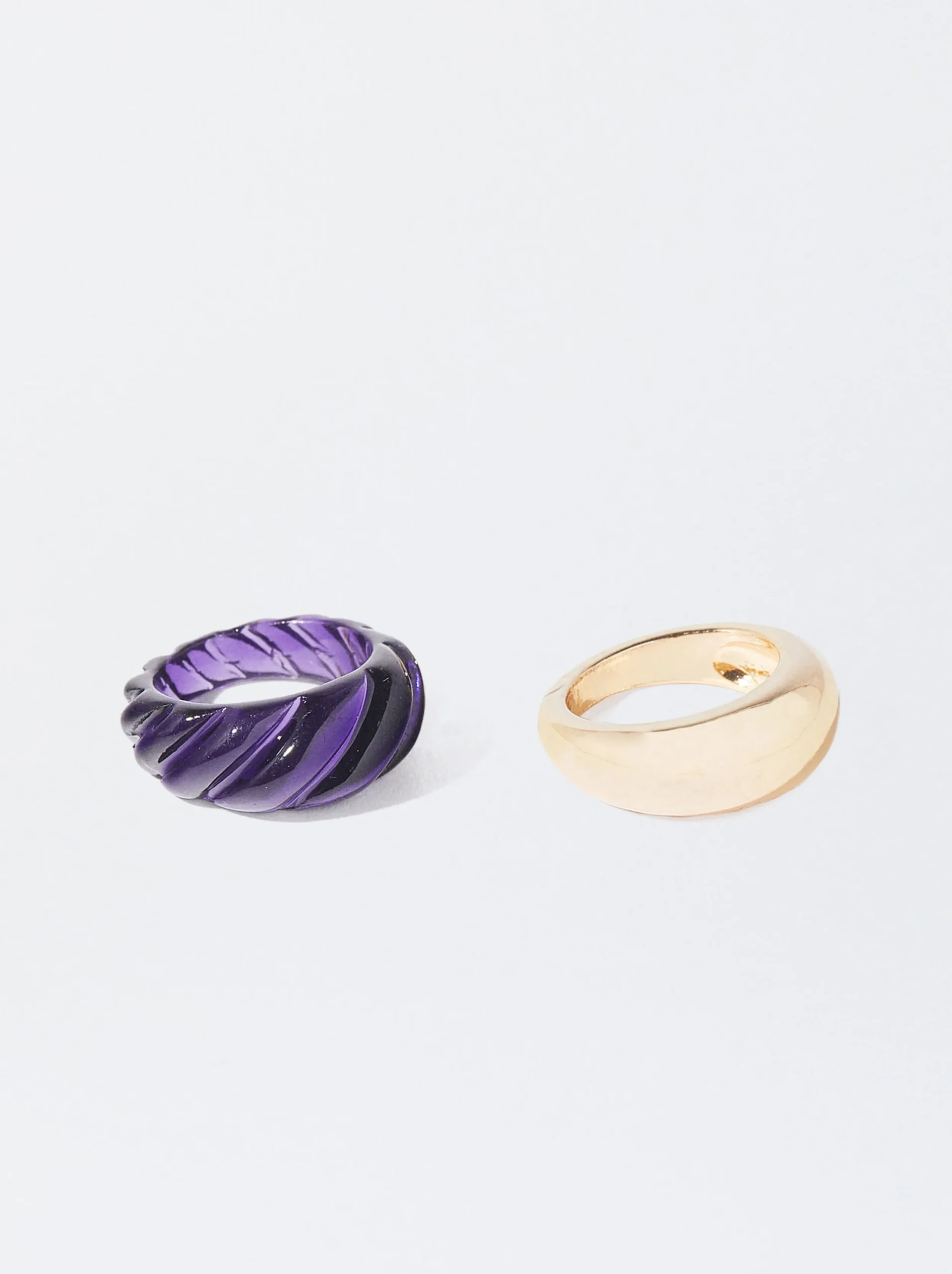 PARFOIS Conjunto De Anillos Con Resina Dorado Flash Sale