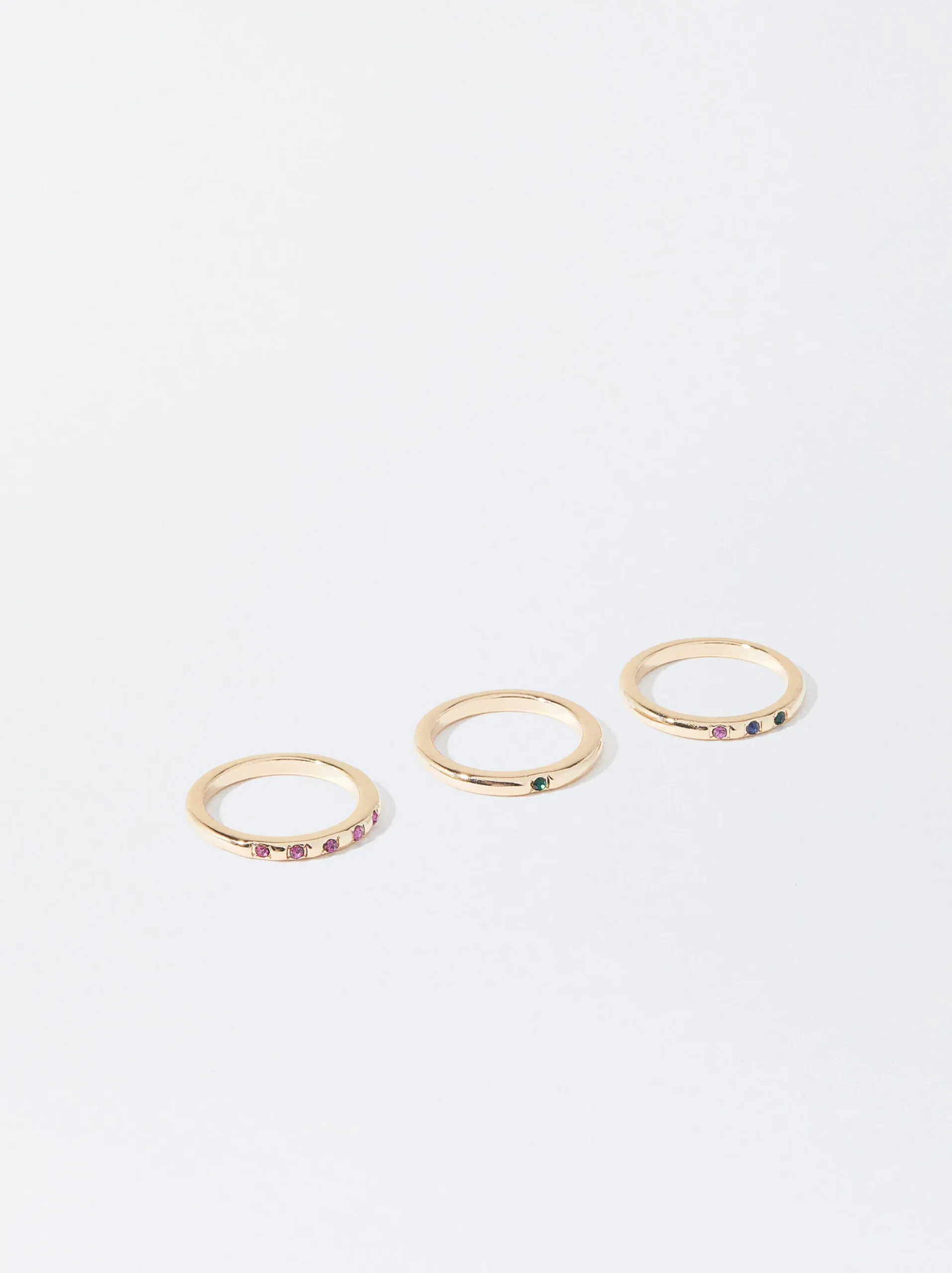 PARFOIS Conjunto De Anillos Dorados Multicor Outlet