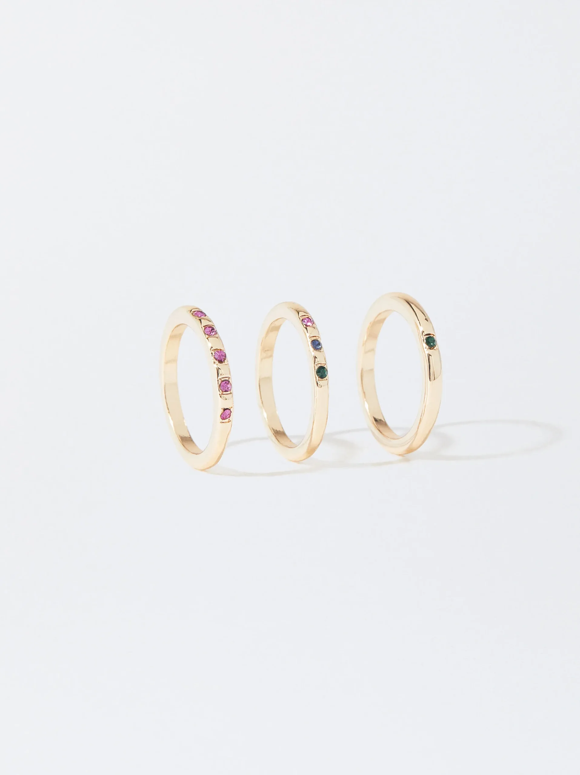 PARFOIS Conjunto De Anillos Dorados Multicor Outlet