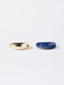 PARFOIS Conjunto De Anillos Esmaltados Azul Discount