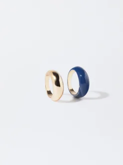 PARFOIS Conjunto De Anillos Esmaltados Azul Discount