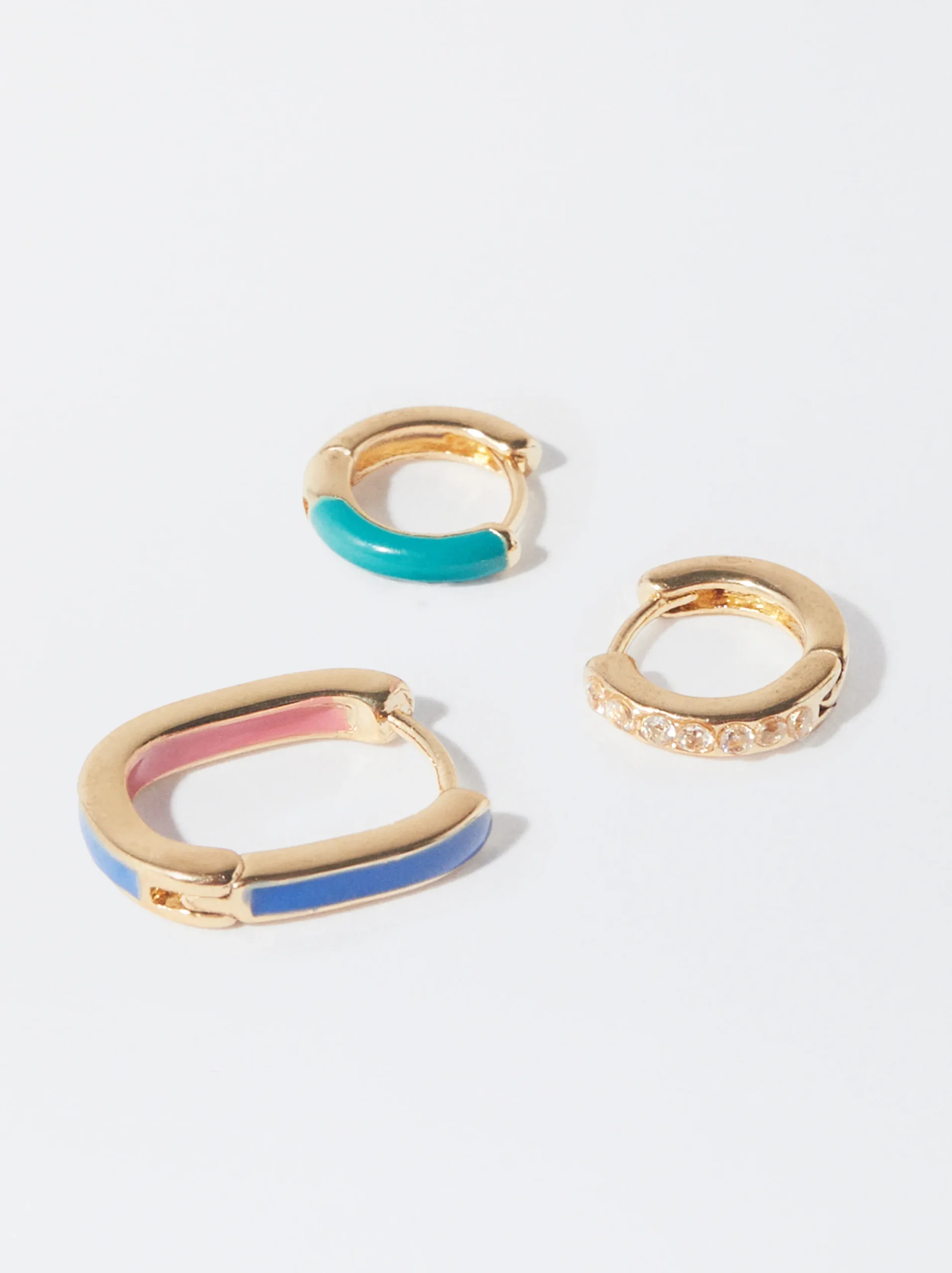 PARFOIS Conjunto De Aros Con Circonitas Multicor New