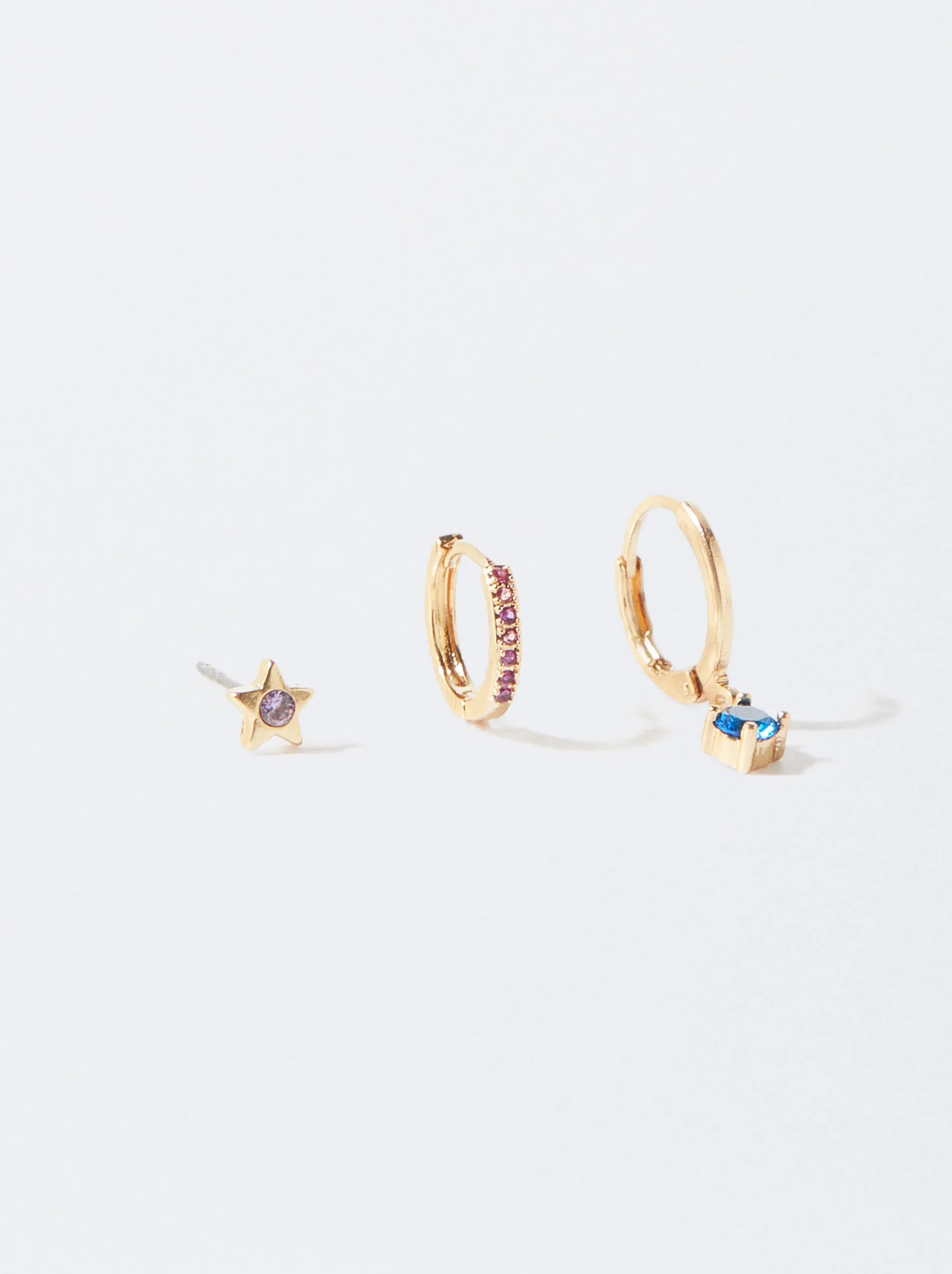 PARFOIS Conjunto De Aros Con Circonitas Multicor Best