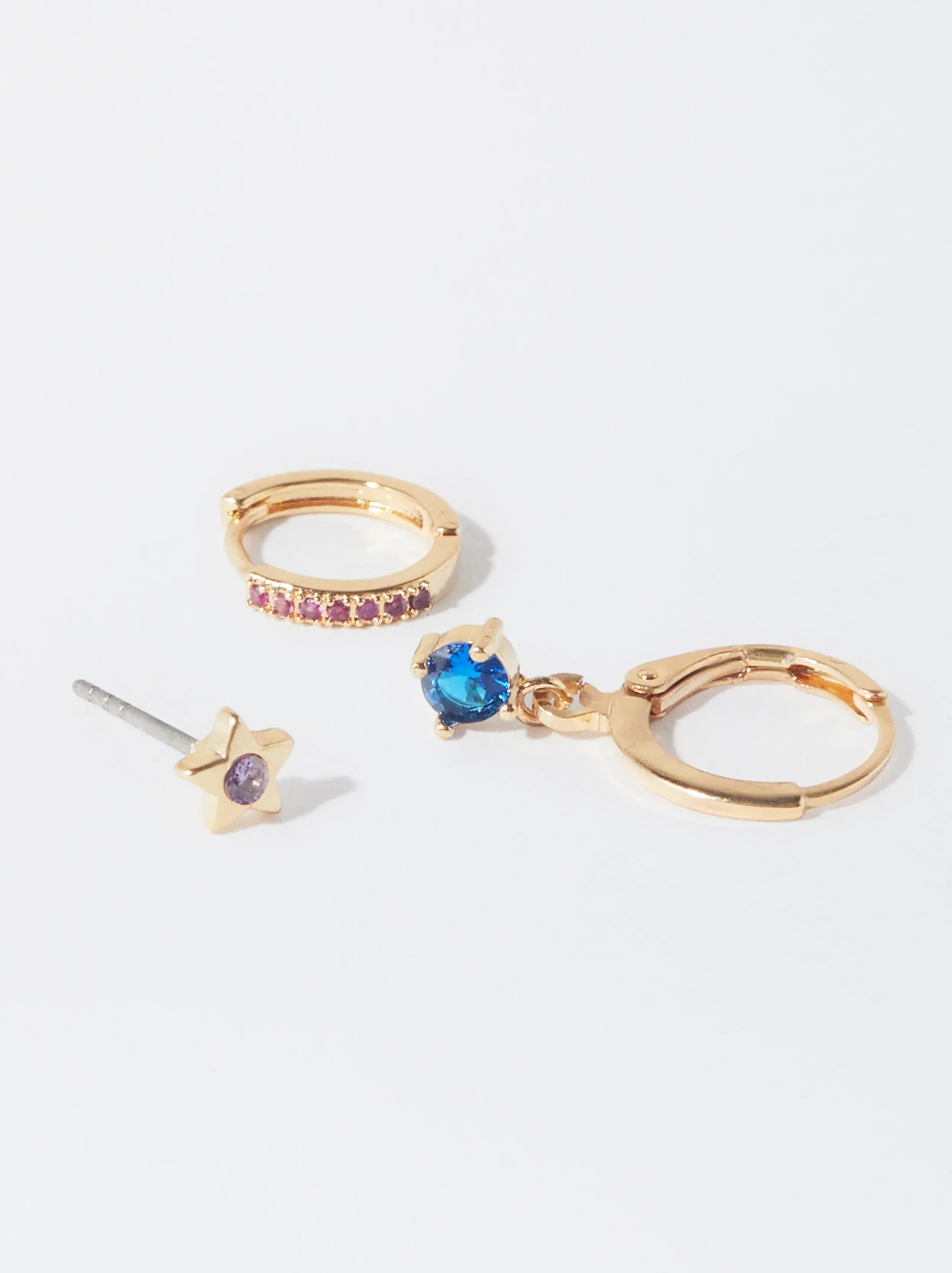 PARFOIS Conjunto De Aros Con Circonitas Multicor Best