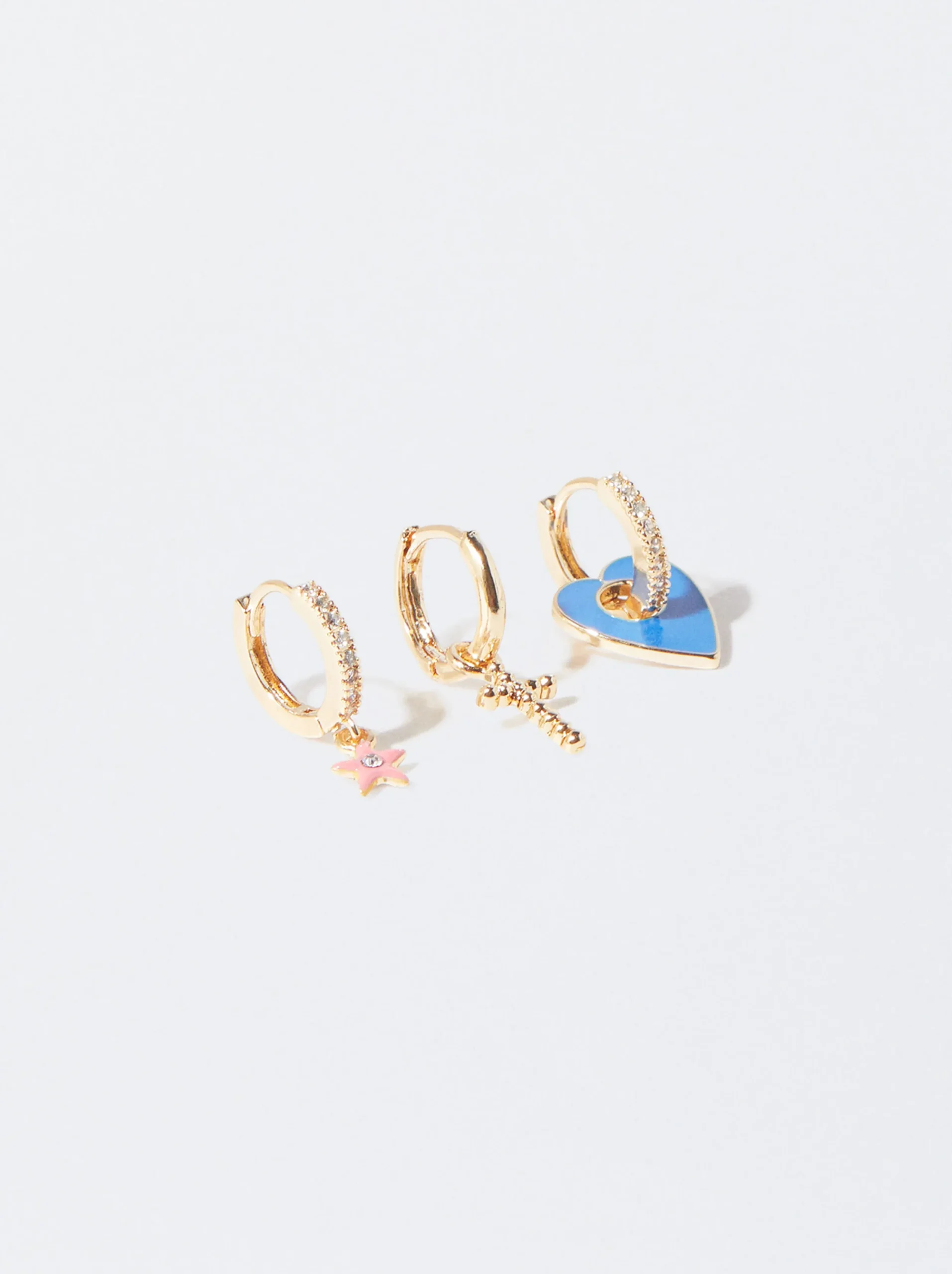 PARFOIS Conjunto De Aros Con Circonitas Multicor Cheap