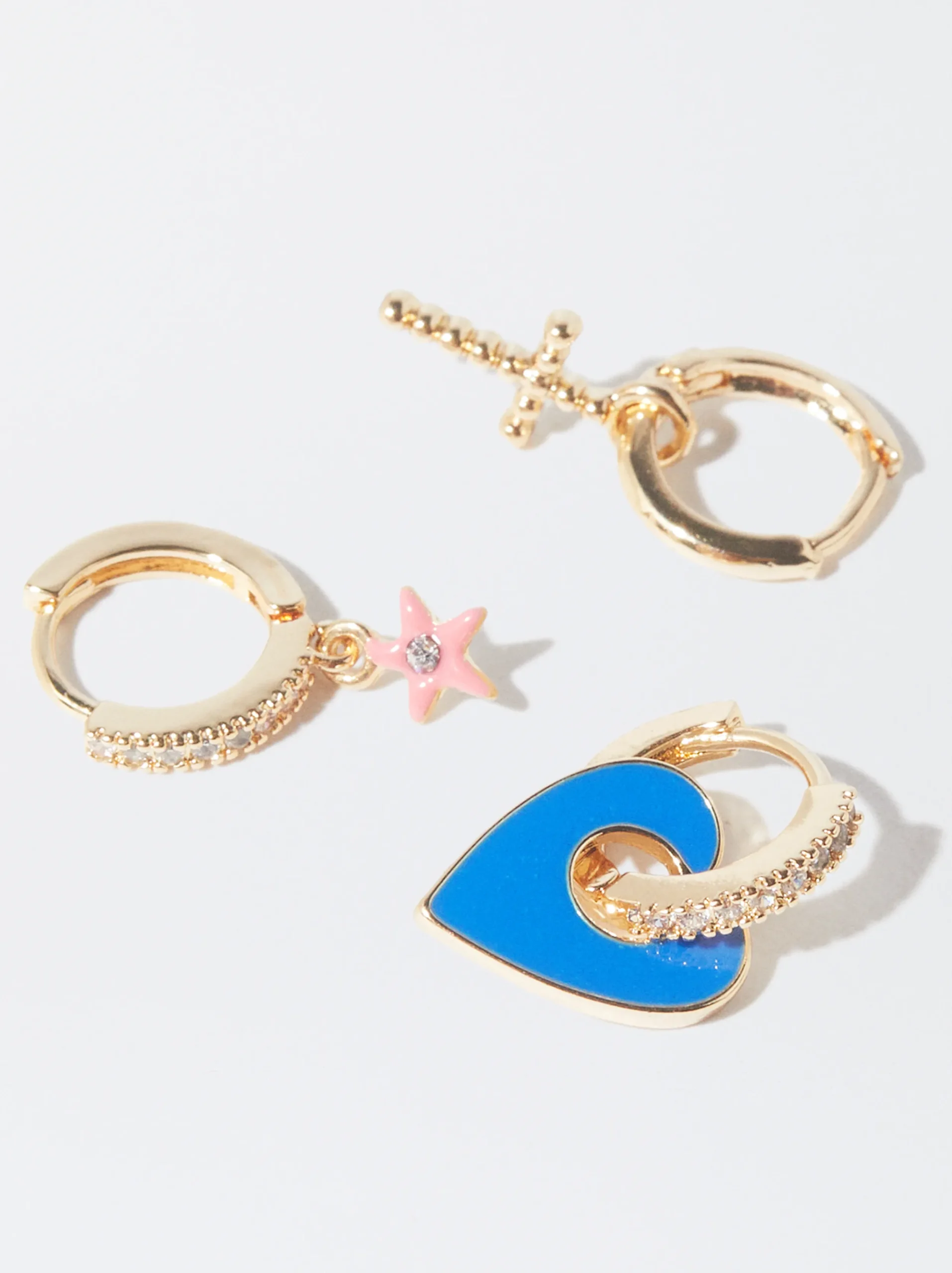 PARFOIS Conjunto De Aros Con Circonitas Multicor Cheap