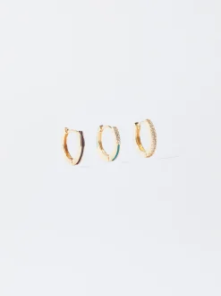 PARFOIS Conjunto De Aros Con Circonitas Multicor Best