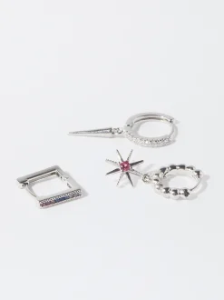 PARFOIS Conjunto De Aros Con Circonitas Multicor Shop