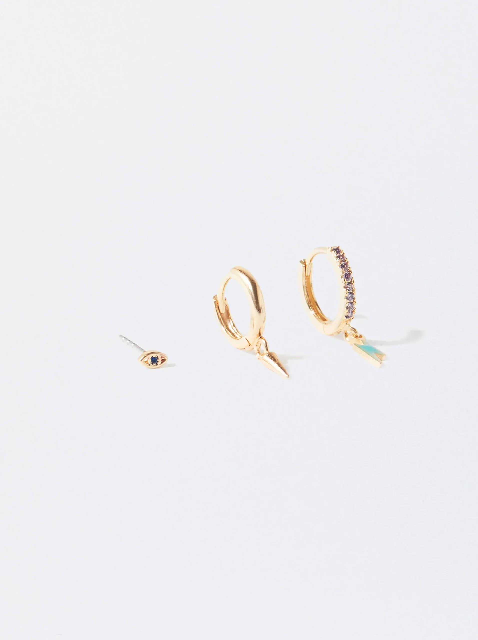 PARFOIS Conjunto De Aros Con Circonitas Multicor Best Sale