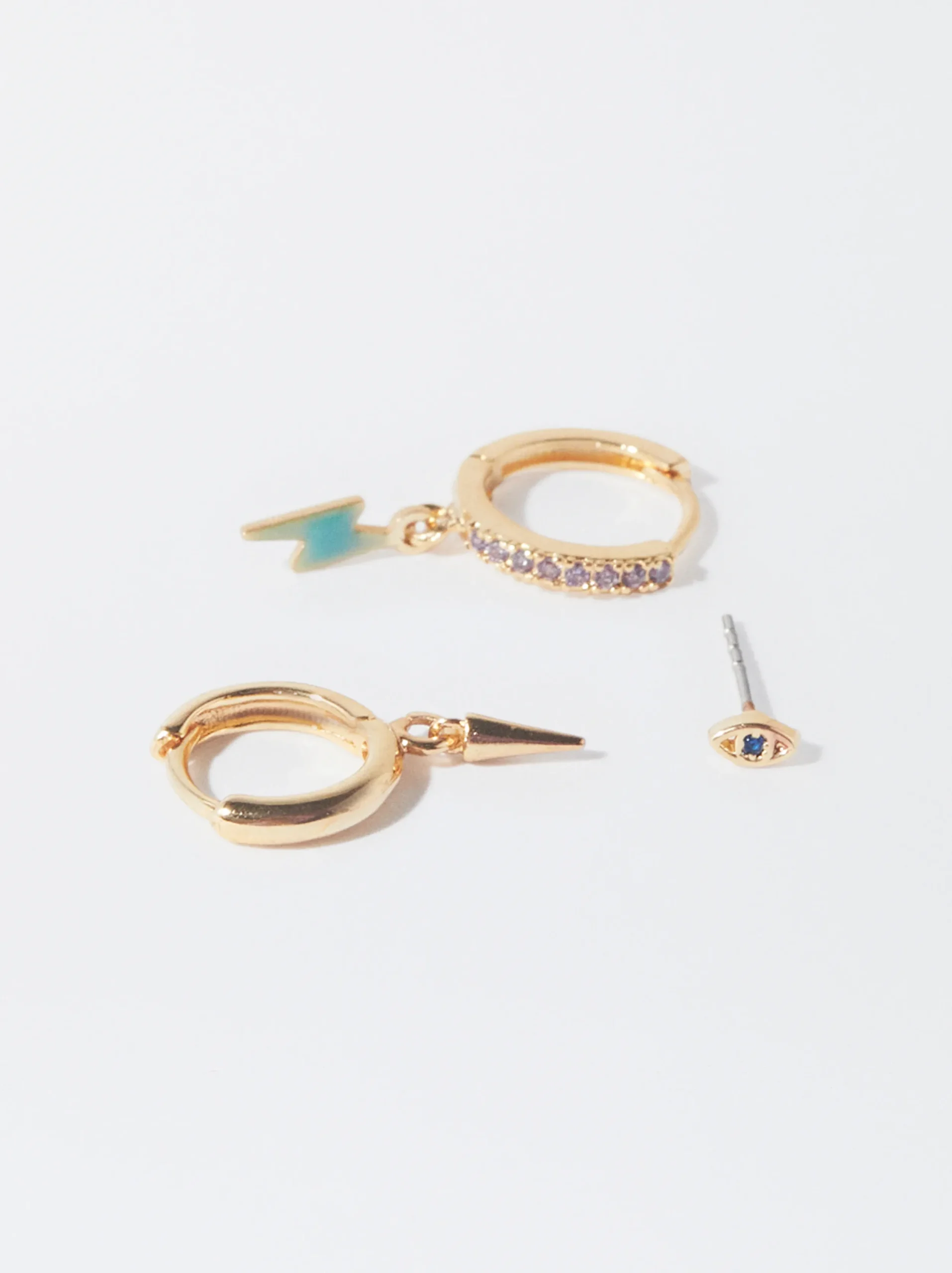 PARFOIS Conjunto De Aros Con Circonitas Multicor Best Sale