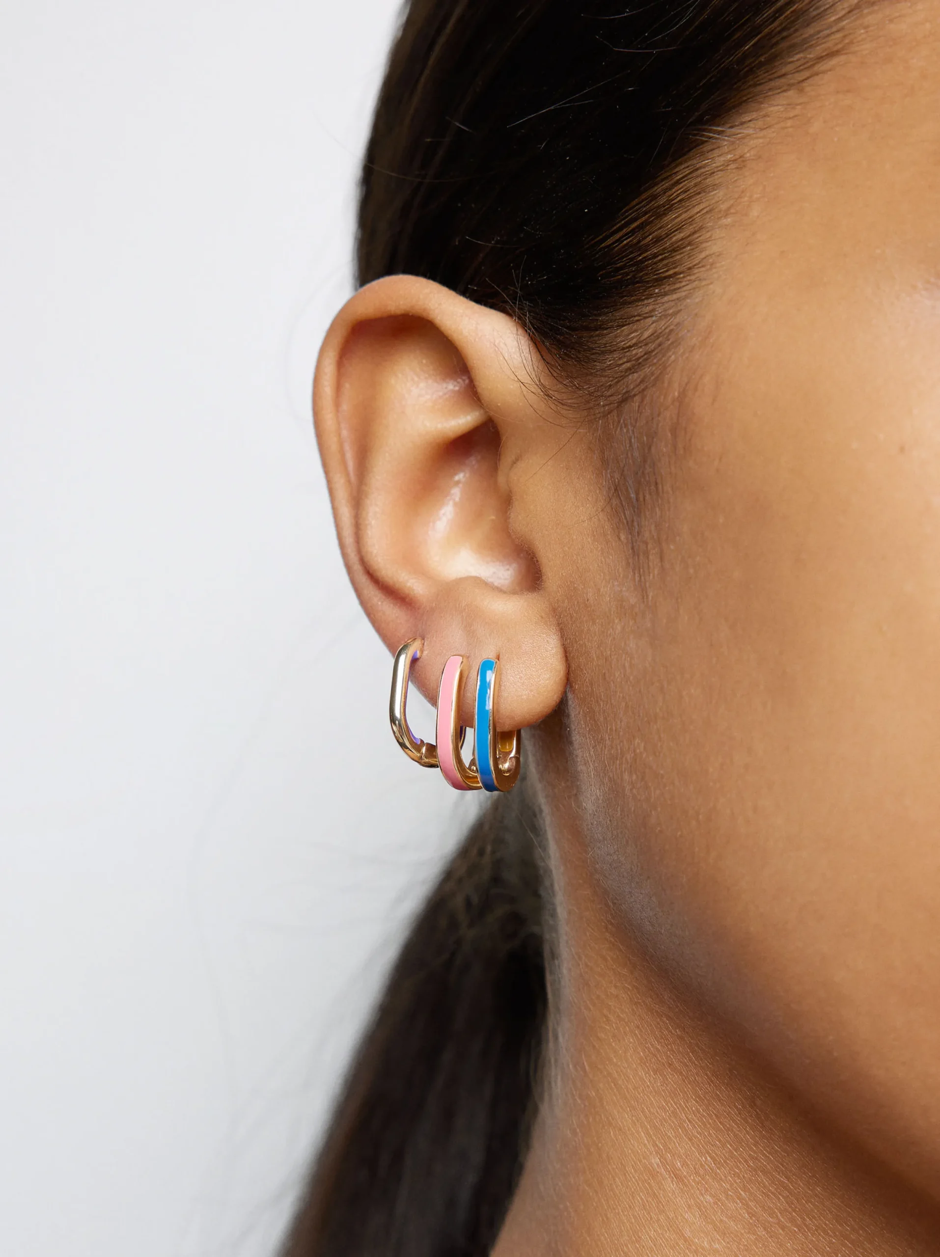 PARFOIS Conjunto De Aros Dorados Con Esmalte Multicor Clearance