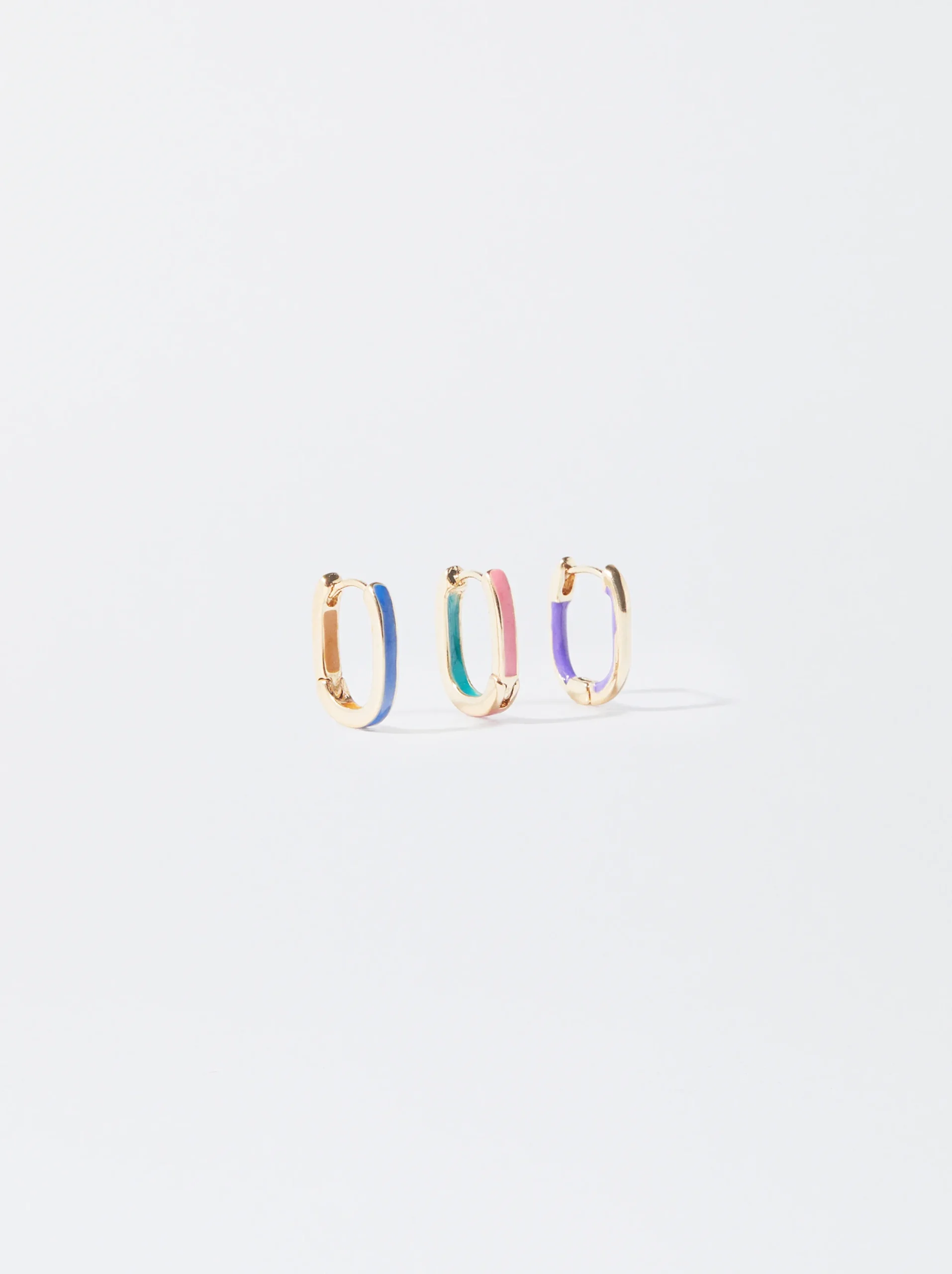 PARFOIS Conjunto De Aros Dorados Con Esmalte Multicor Clearance