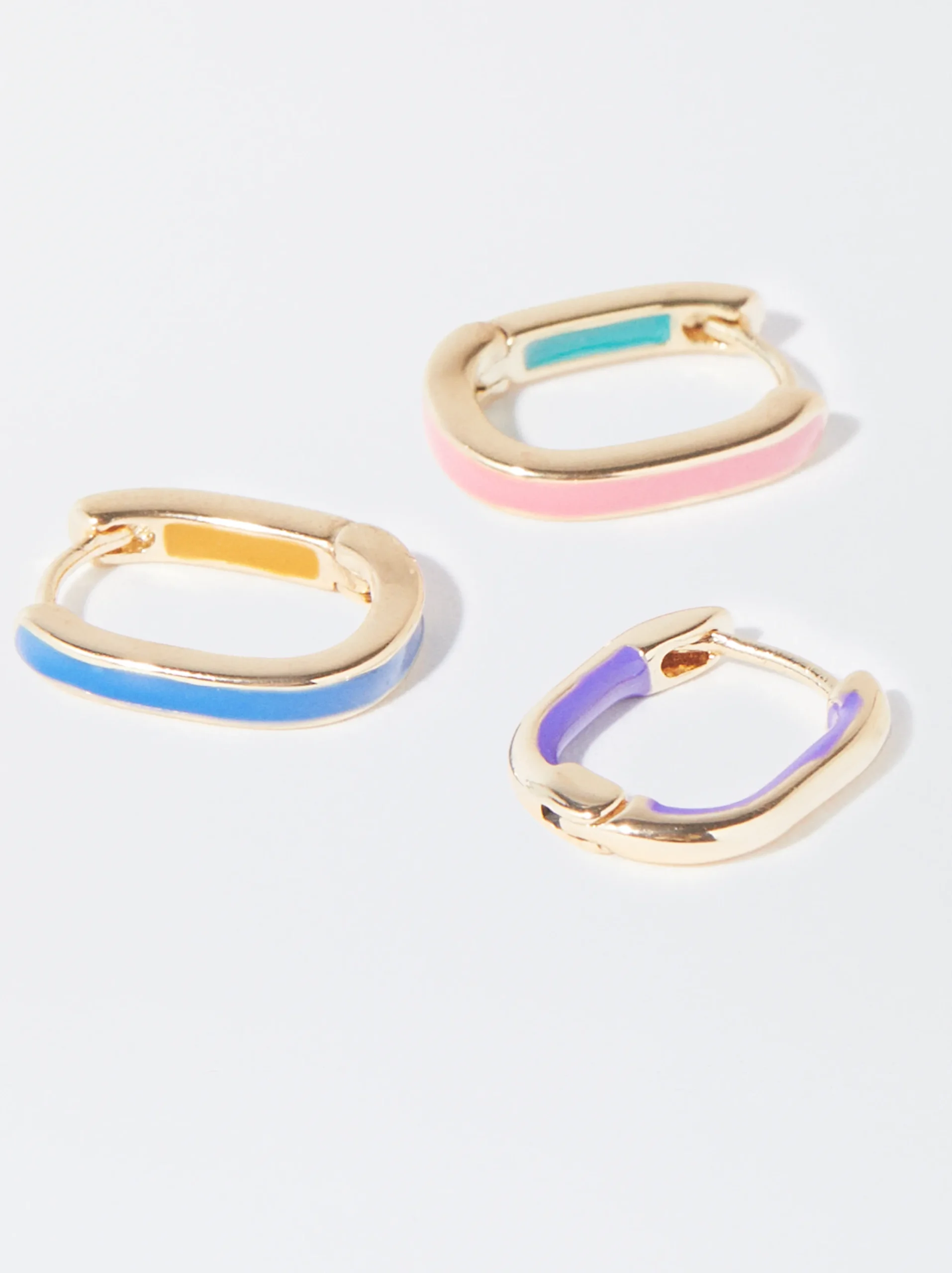 PARFOIS Conjunto De Aros Dorados Con Esmalte Multicor Clearance