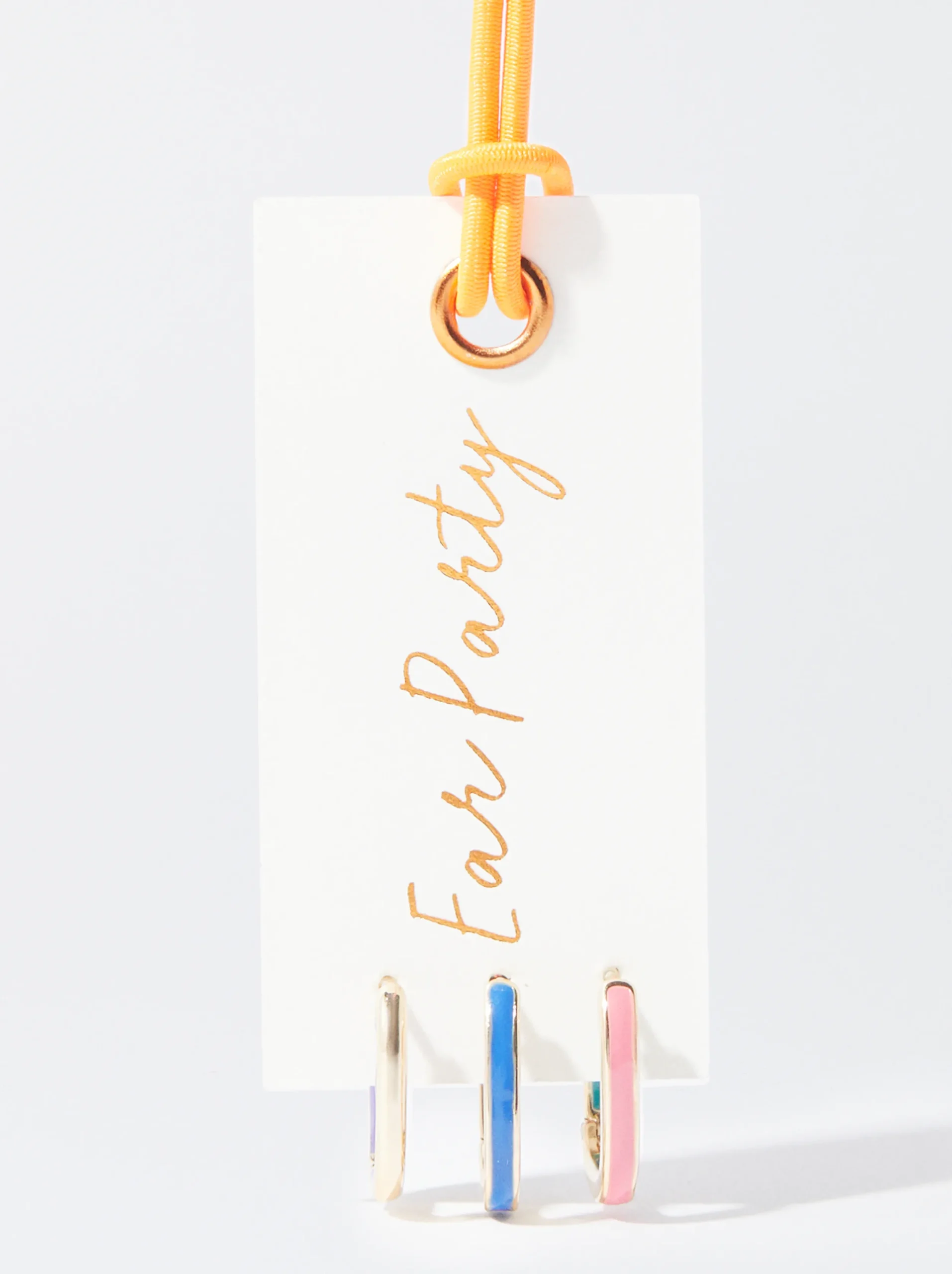 PARFOIS Conjunto De Aros Dorados Con Esmalte Multicor Clearance