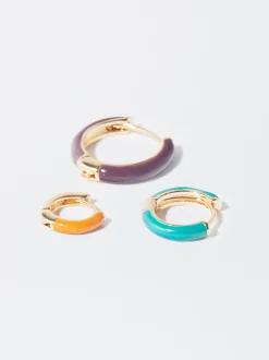 PARFOIS Conjunto De Aros Esmalte Multicor Flash Sale