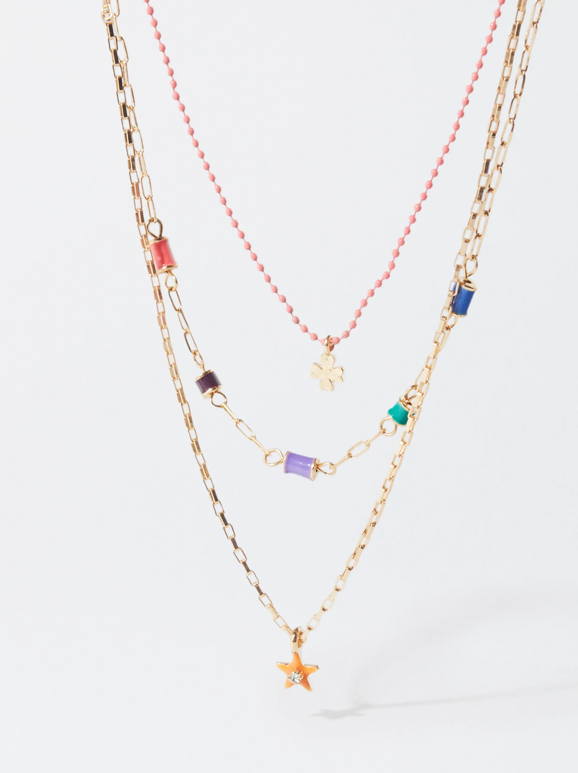 PARFOIS Conjunto De Collares Dorados Con Esmalte Multicor Hot